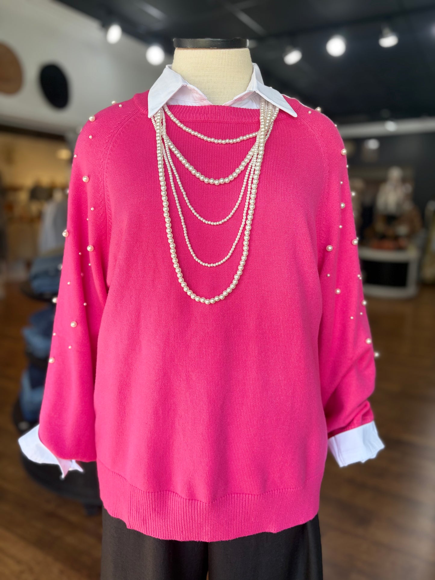 Coming Your Way Pearled Sweater