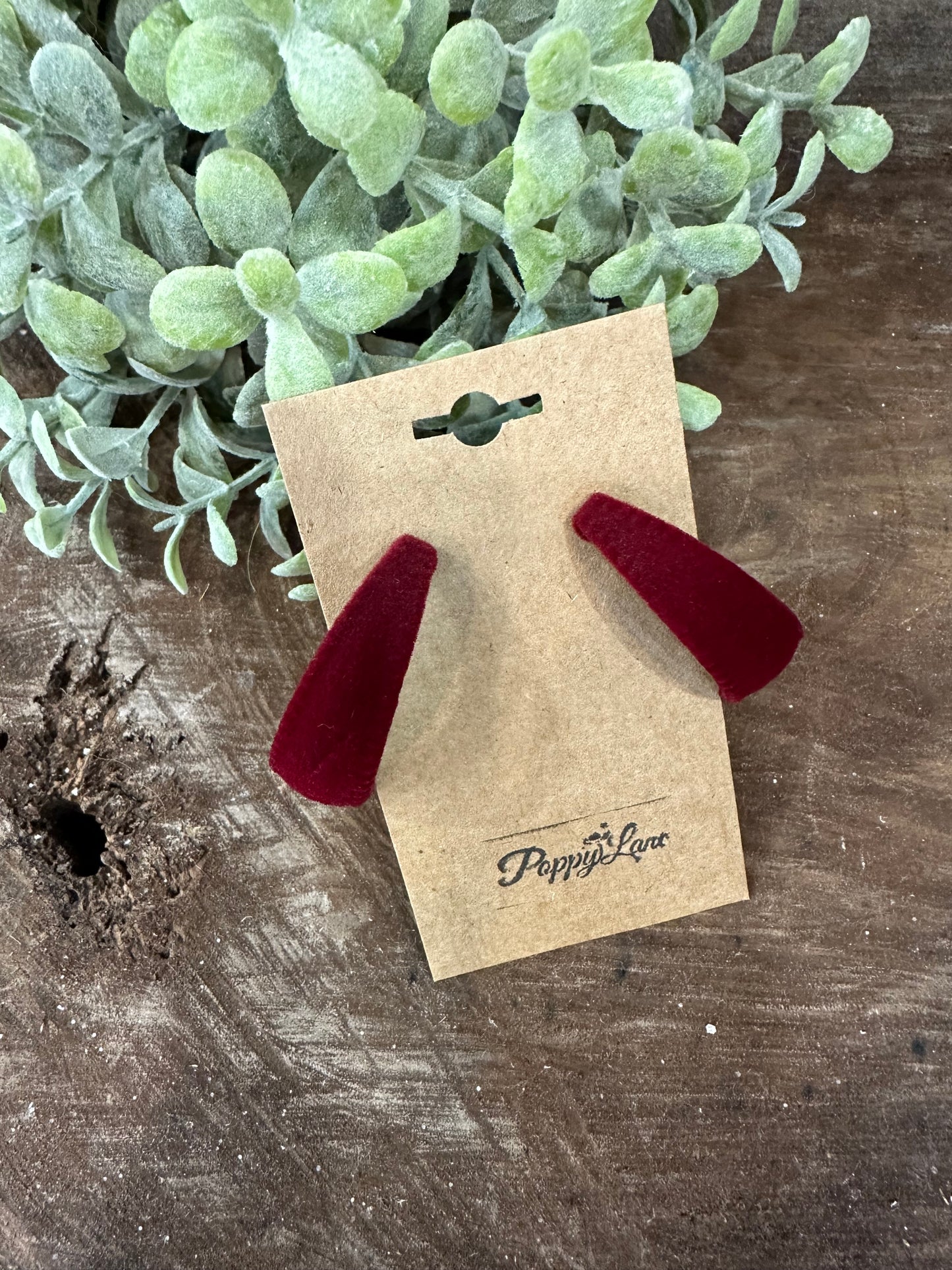 The Real Deal Velvet Hoop Earrings ~ Burgundy