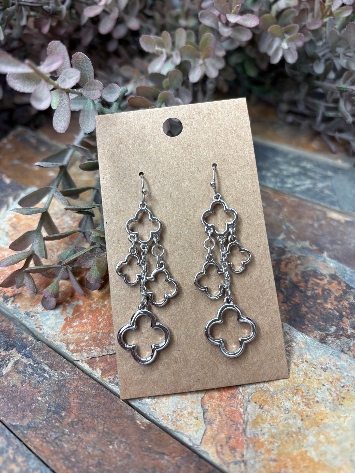 Lucky For You Clover Silver Charm Earrings