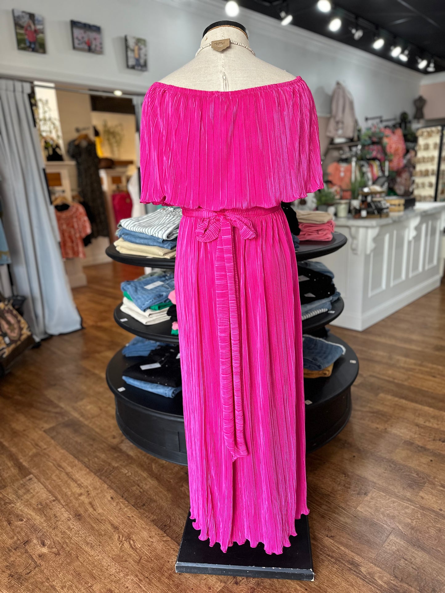 Oh So Chic Pleated Maxi Dress ~ Fuchsia