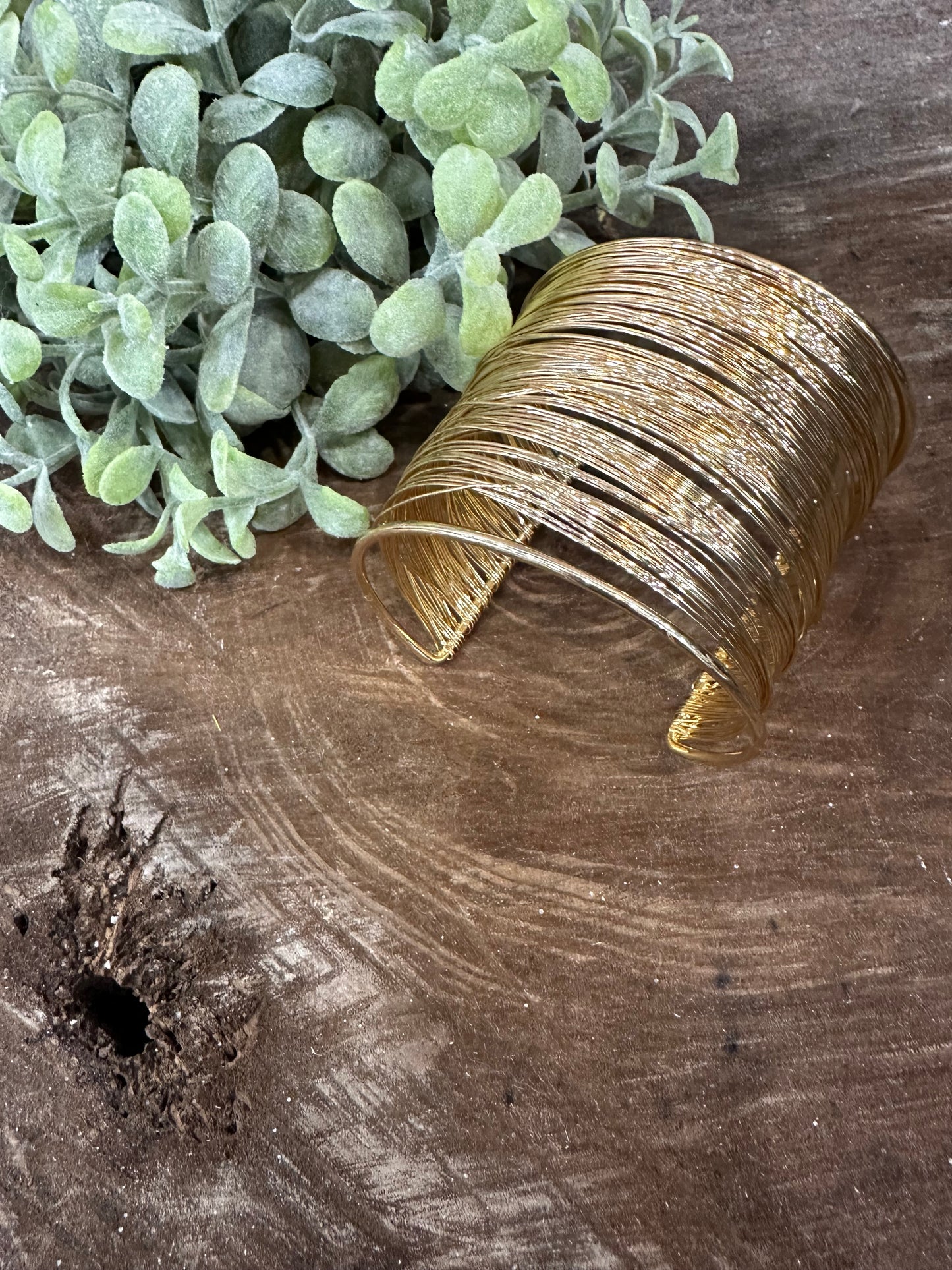 Strings of Gold Cuff Bracelet