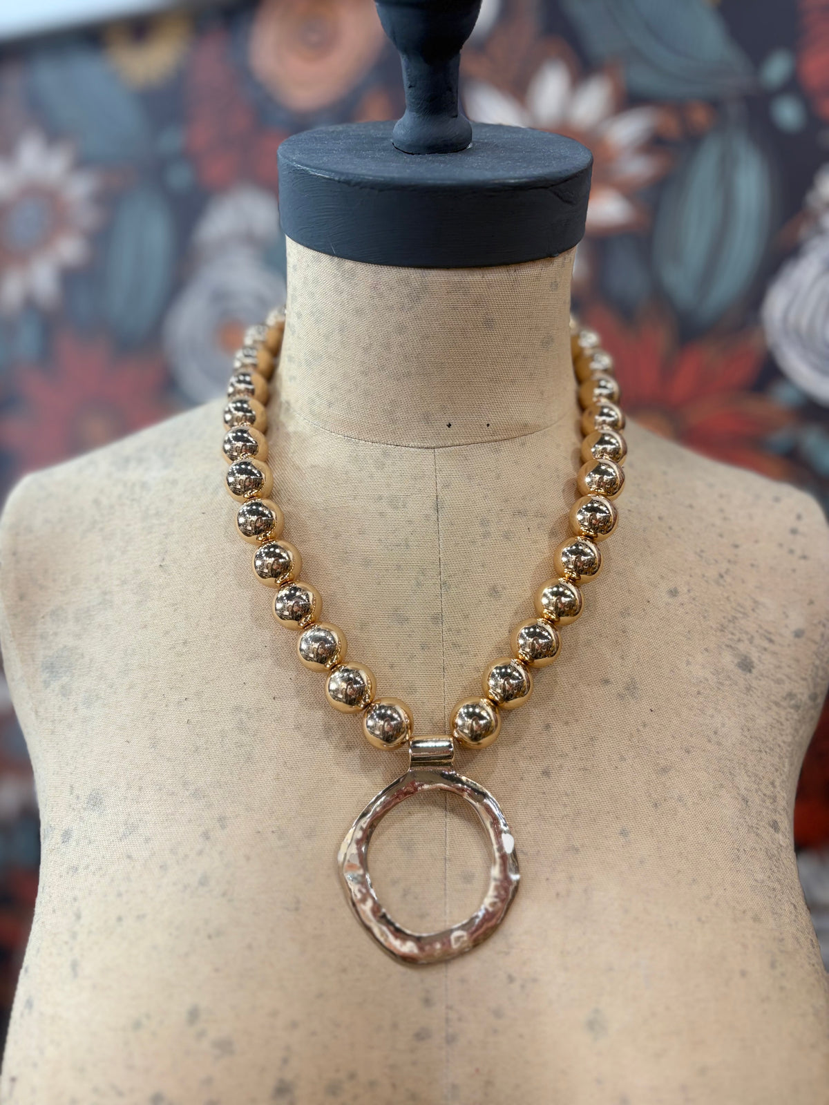 Golden Glow Beaded Loop Necklace