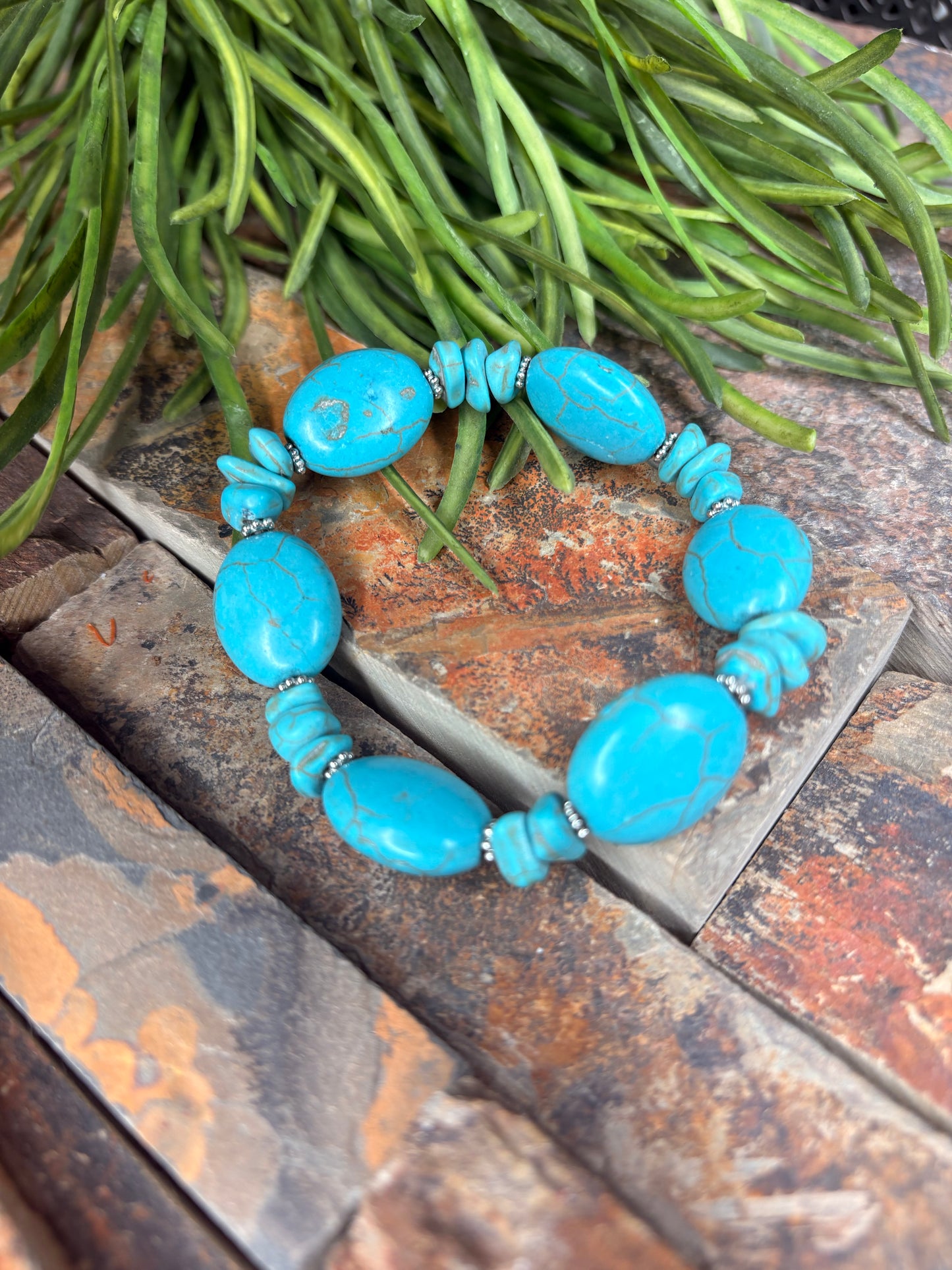 Calming Energy Stone Stretch Bracelet - Turquoise