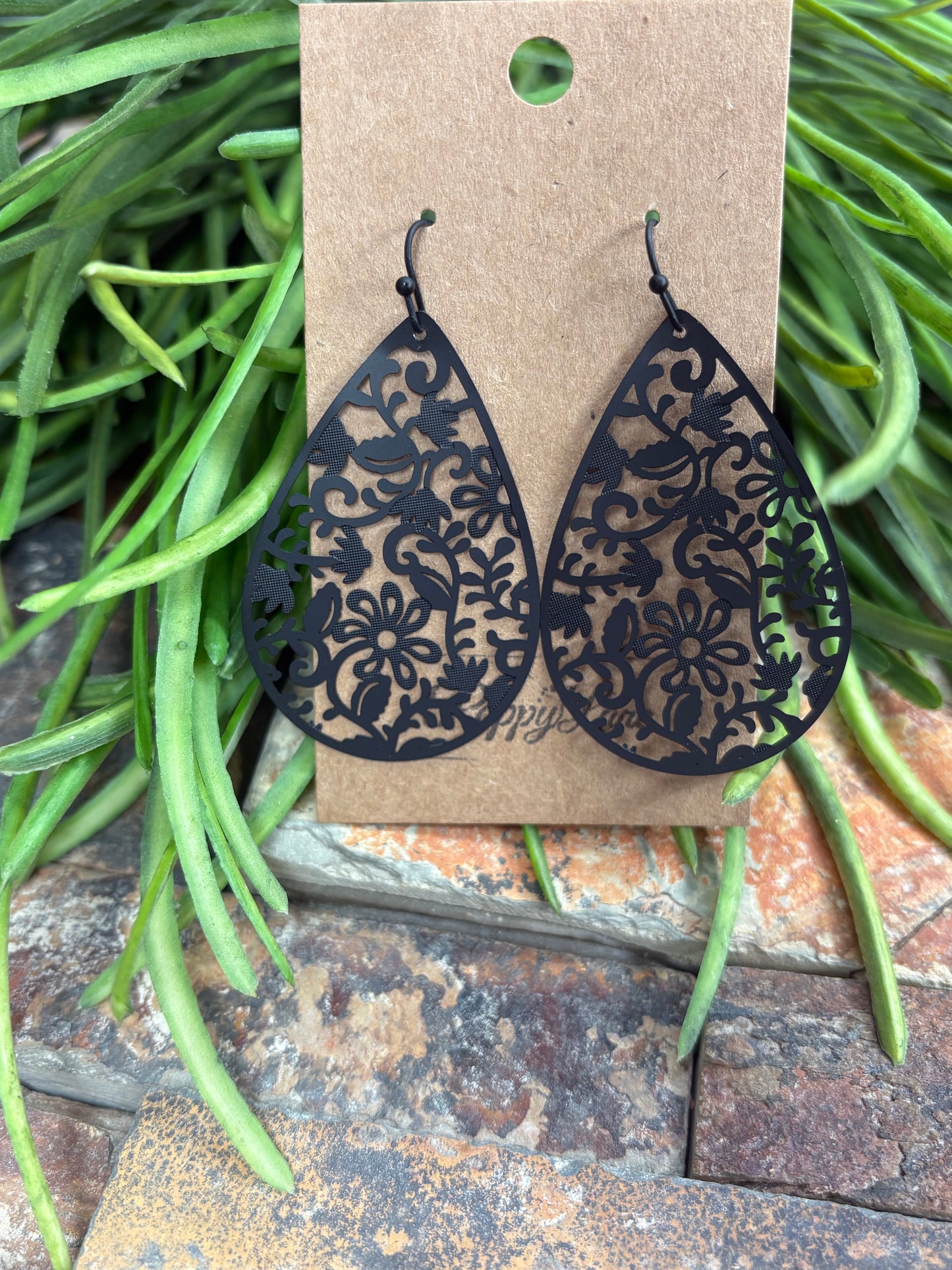 All For Fun Black Filigree Earrings