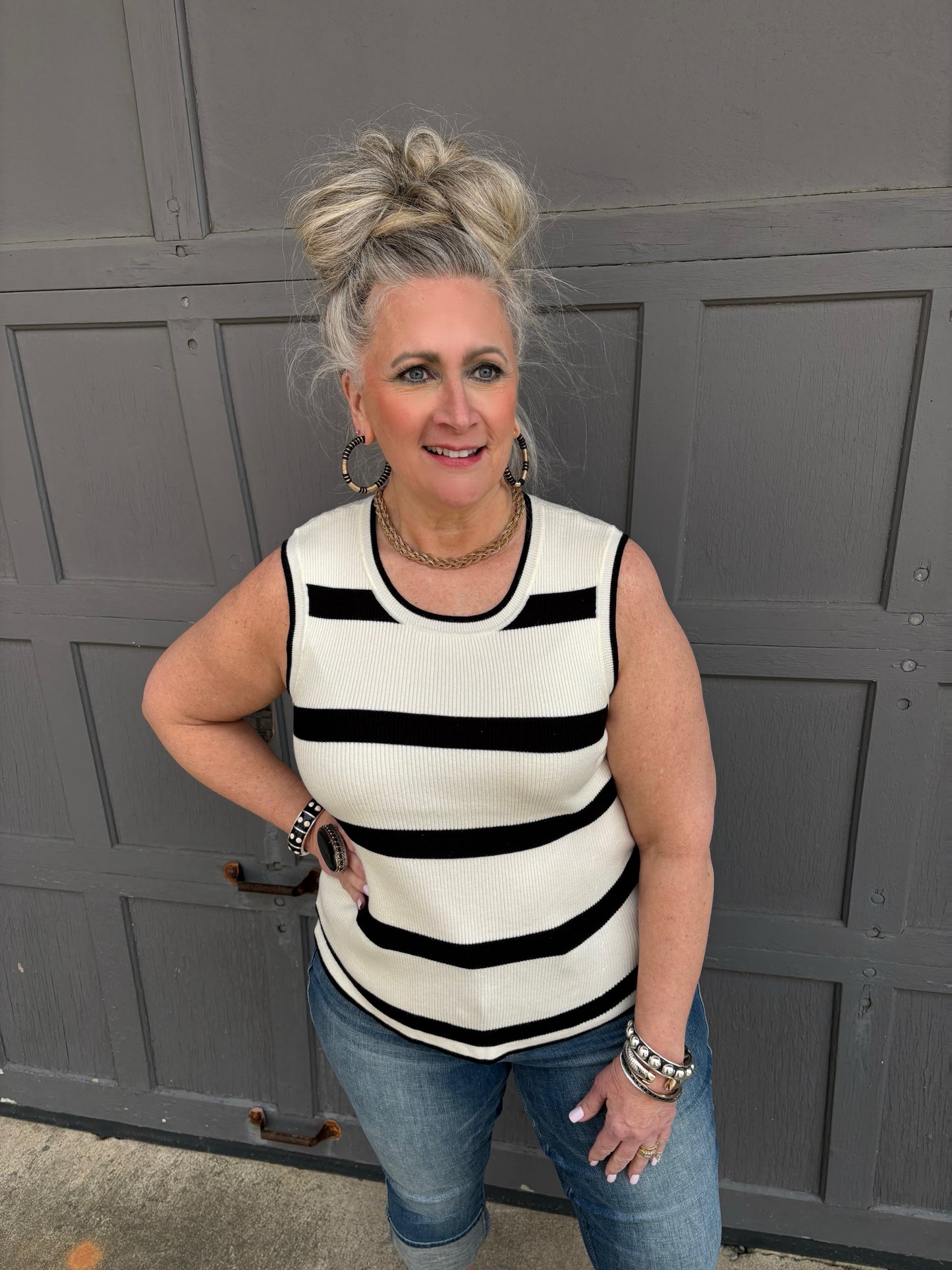 Casual Call Striped Sleeveless Top