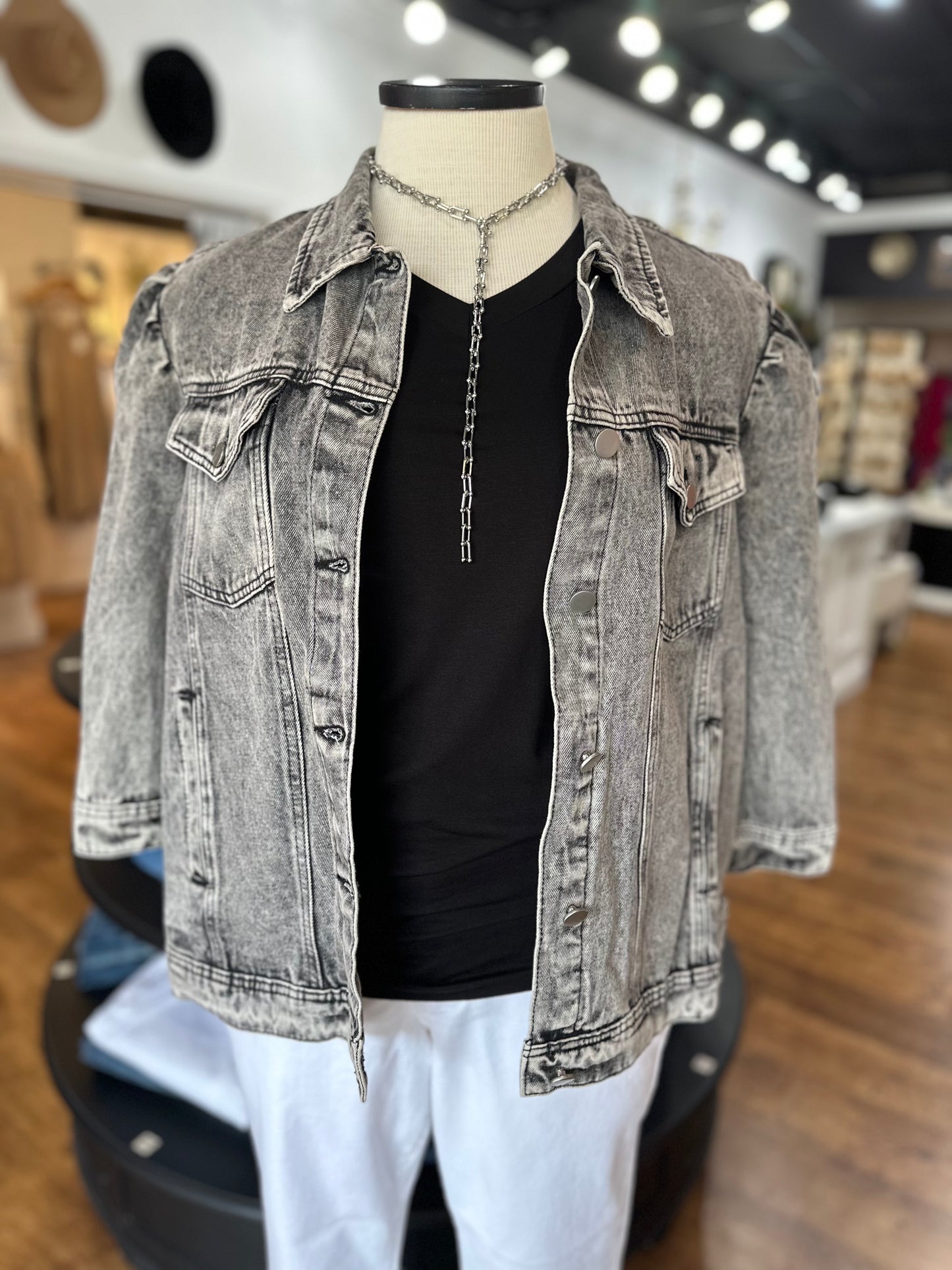 Street Chic Denim Jacket ~ Charcoal