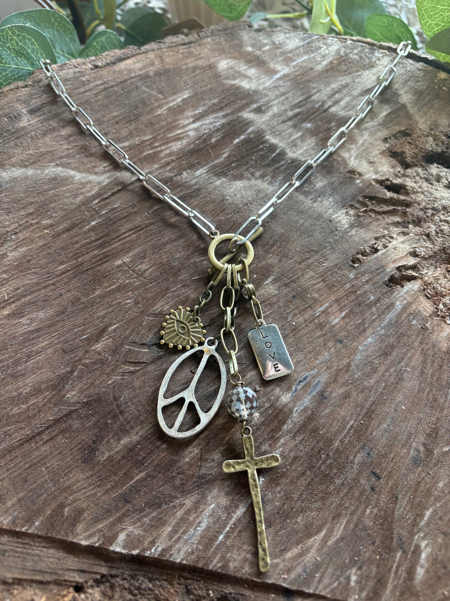 Peace and Love Charm Necklace