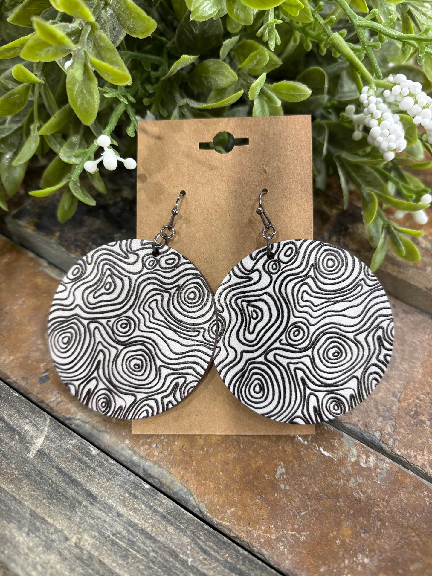 New Standards Wooden Disc Earrings ~ Abstract