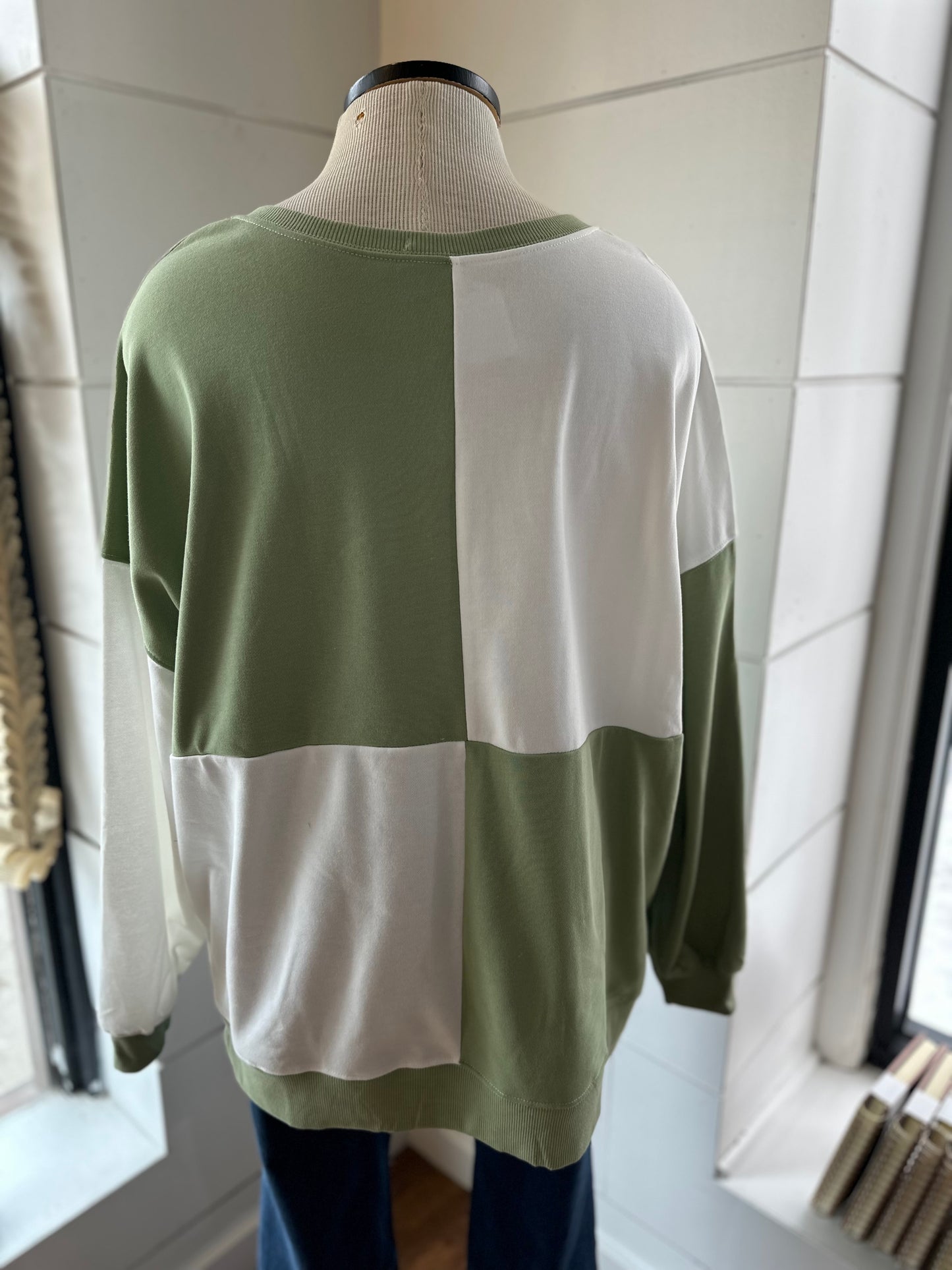 Carefree Comfort Color Block Henley Top
