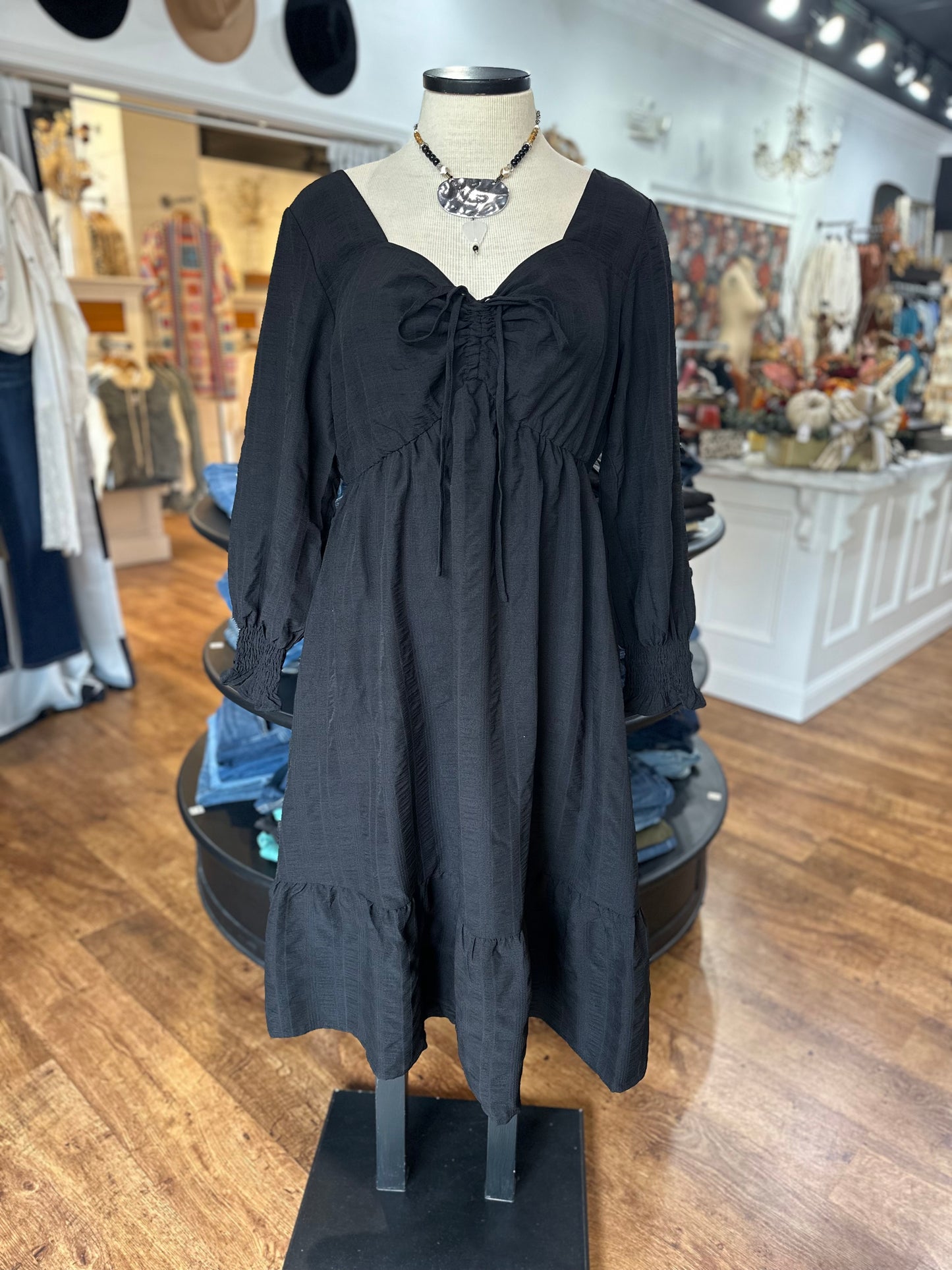 Something Extra Black Midi Dress