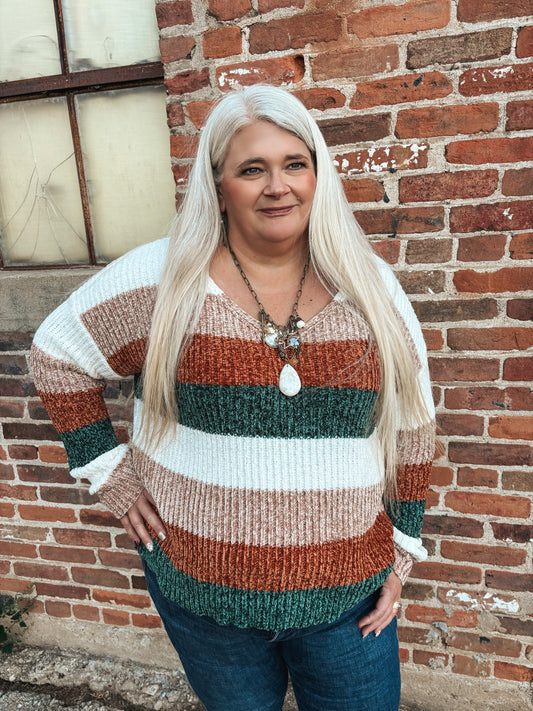 Fill Up Your Cup Striped Sweater