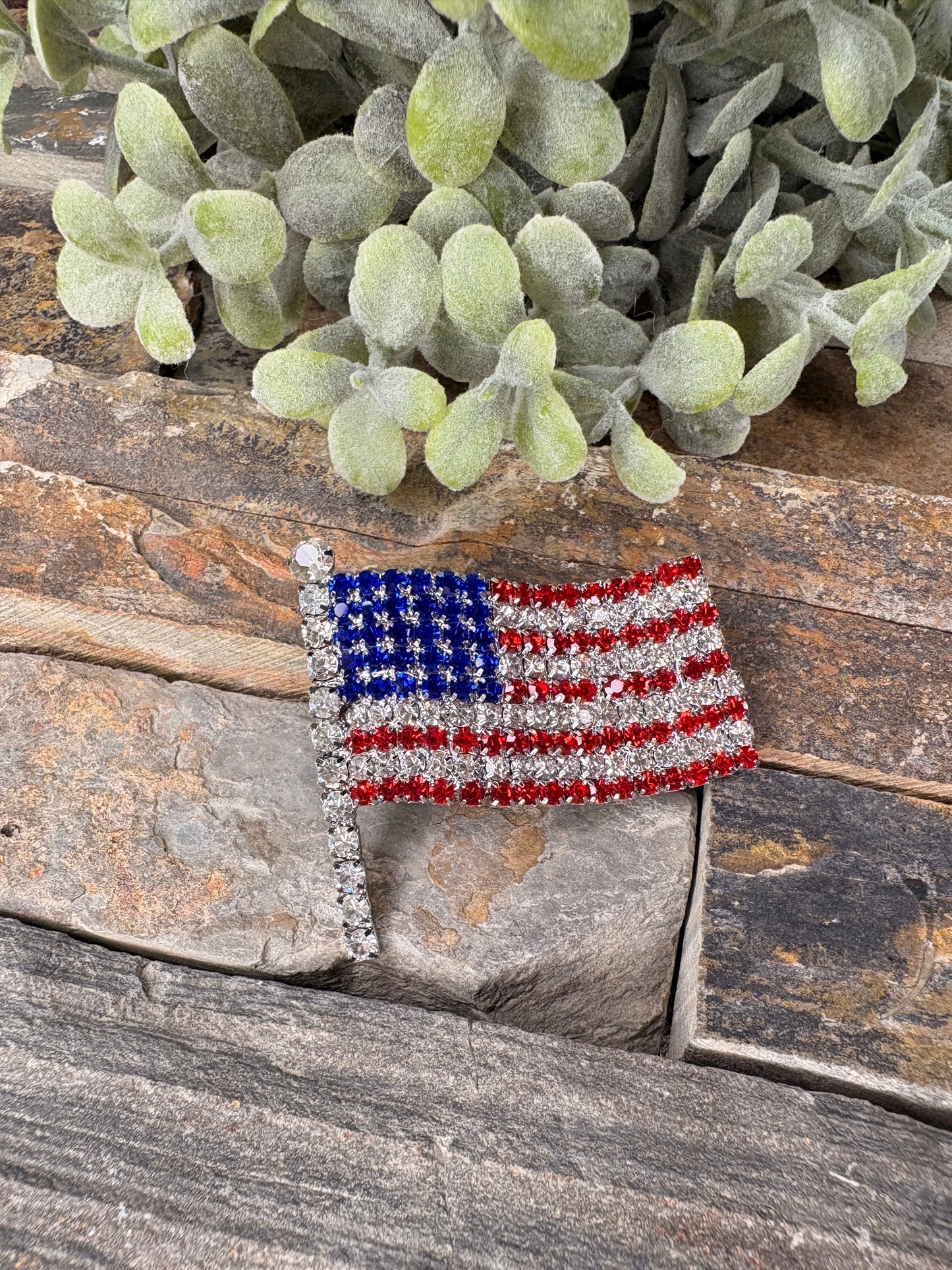 American Flag Sparkle Brooch