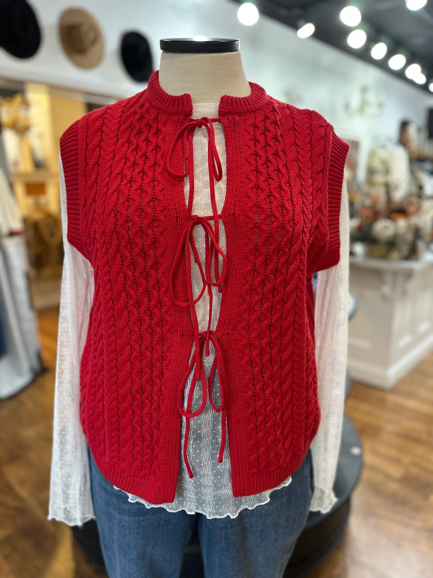 Warm Wishes Sweater Vest ~ Red