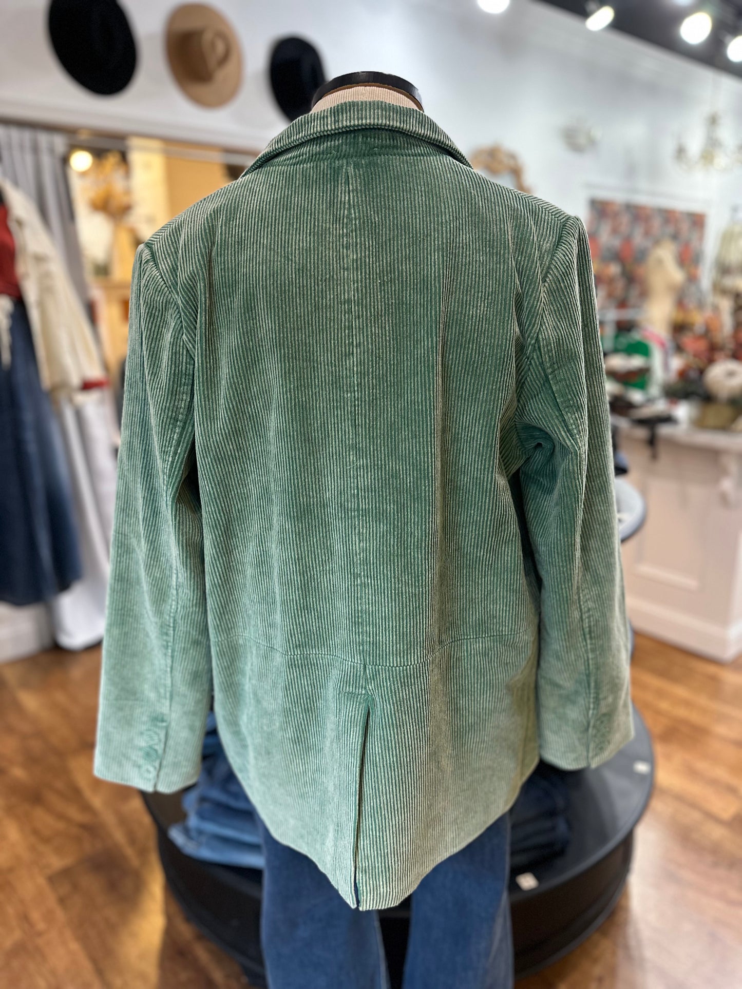 Insta Famous Corduroy Blazer ~ Washed Jade