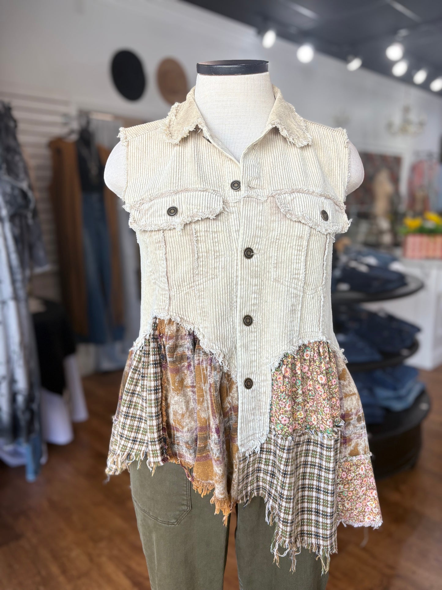 Jump Into Action Patchwork Corduroy Vest