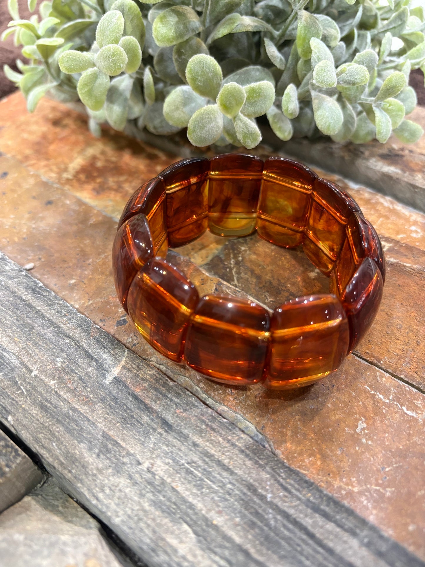 Vivid Views Acrylic Stretch Bracelet - Tortoise