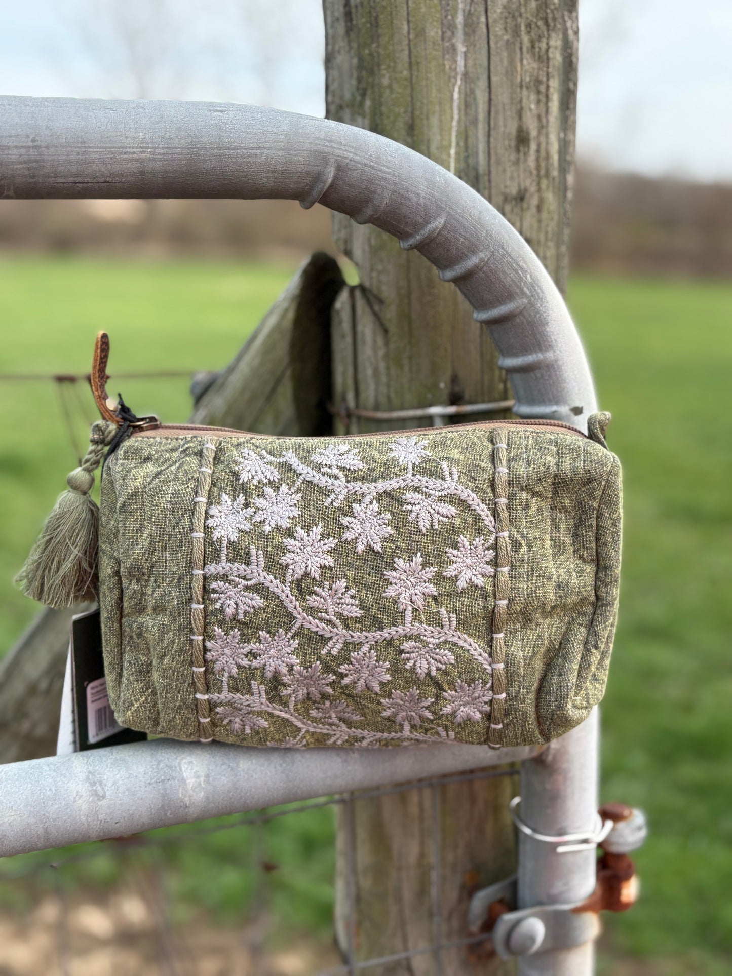 Myra Bohemian Green Supreme Clutch Bag in Olive Green