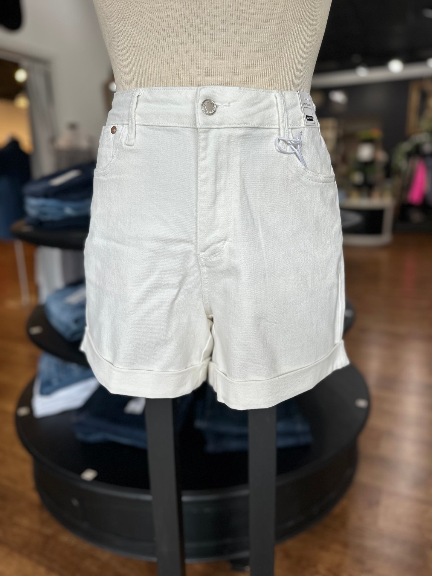 Judy Blue High Waist Double Roll Cuff Shorts ~ VIOLET