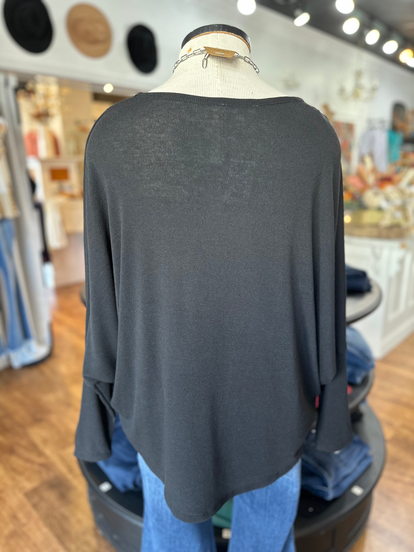 Keep Talking Long Sleeved Top ~Black Noir