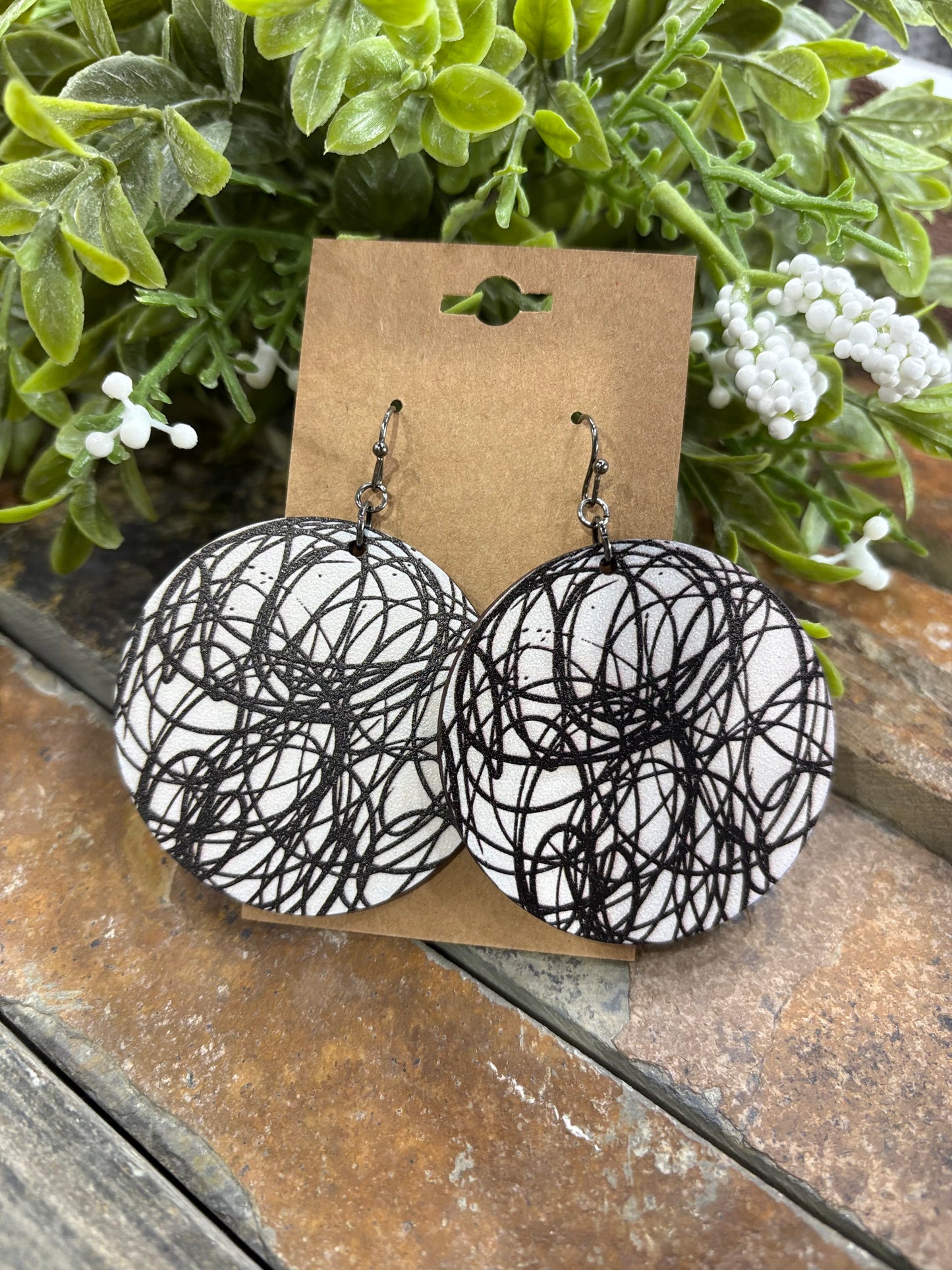 New Standards Wooden Disc Earrings ~ Swirl