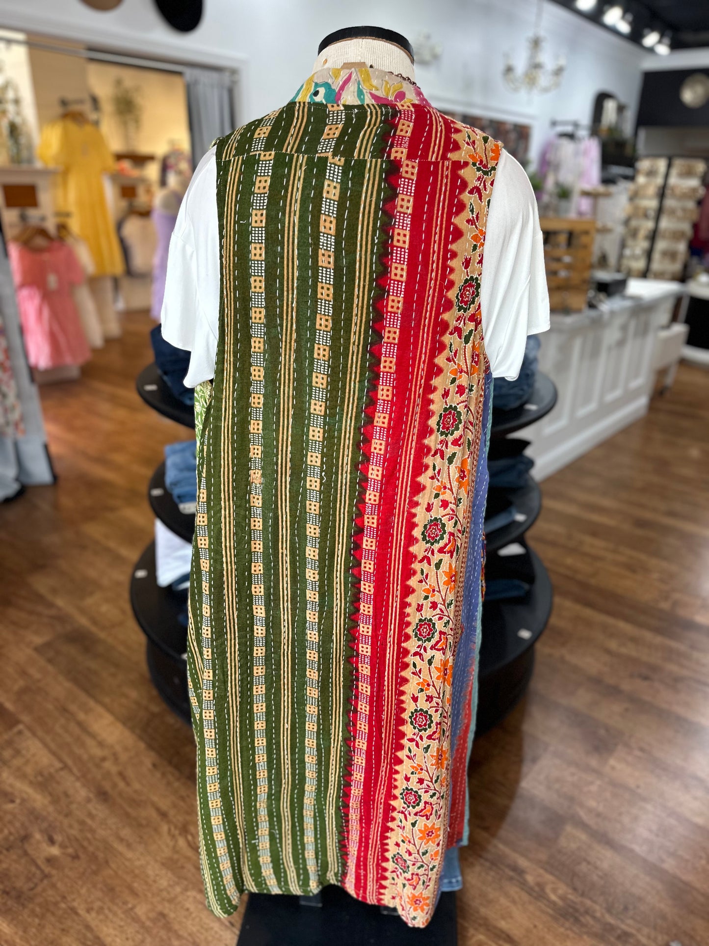 Charmed Feeling Kantha Open Front Vest