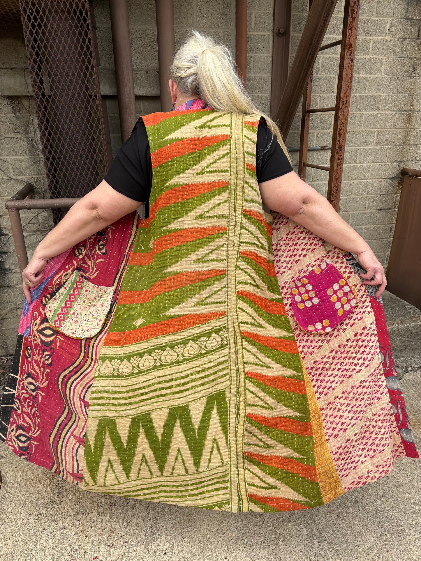 Charmed Feeling Kantha Open Front Vest
