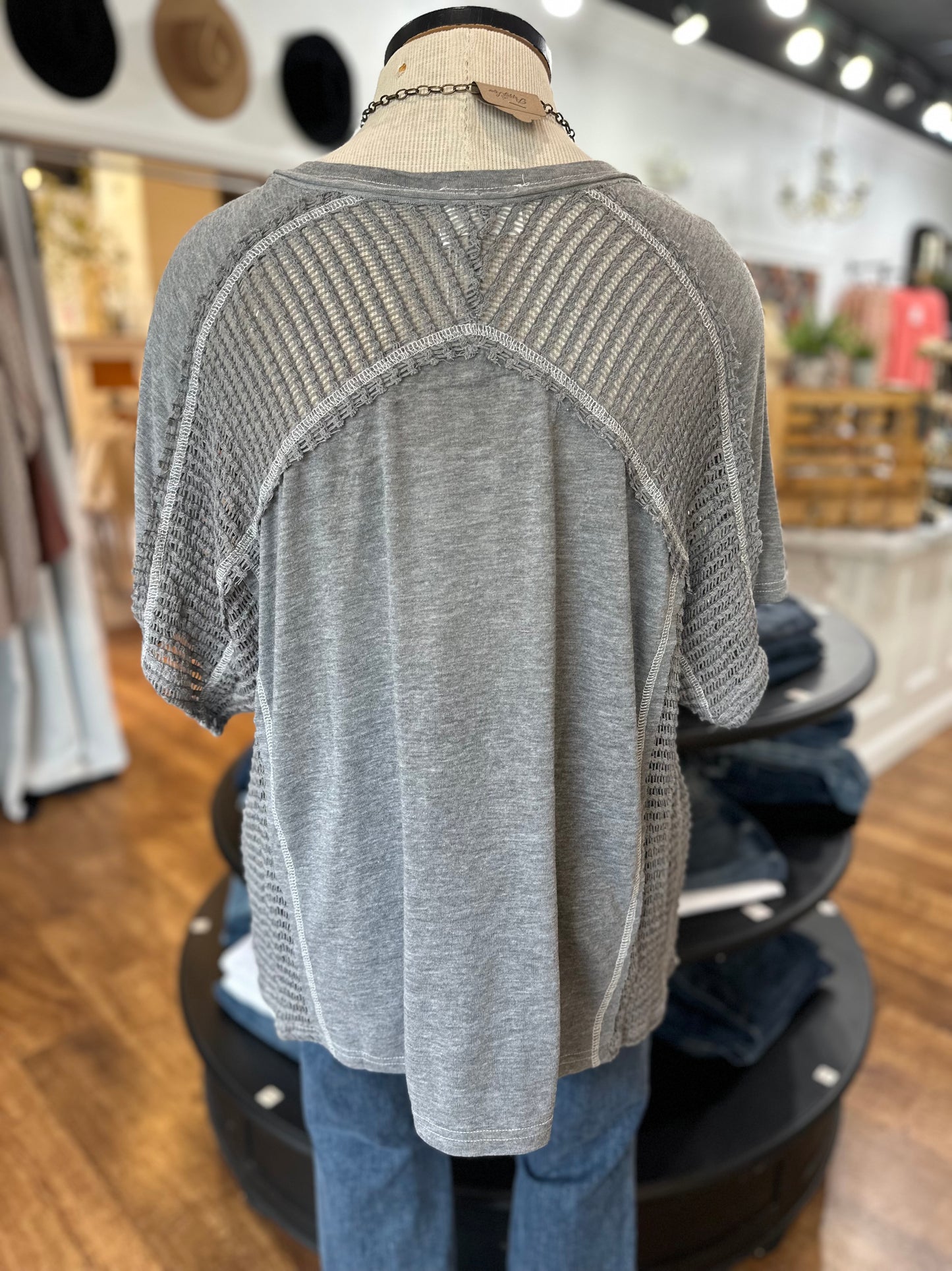 Spring In Your Step Top ~ Heather Grey