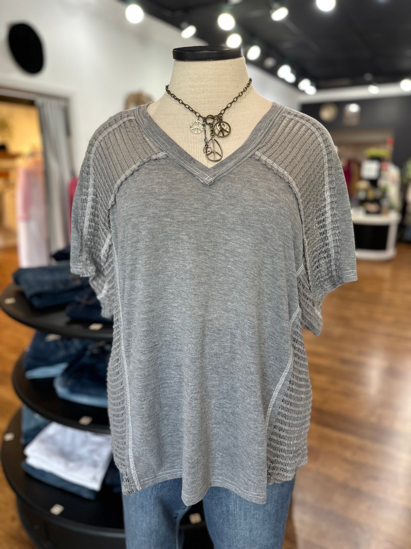 Spring In Your Step Top ~ Heather Grey