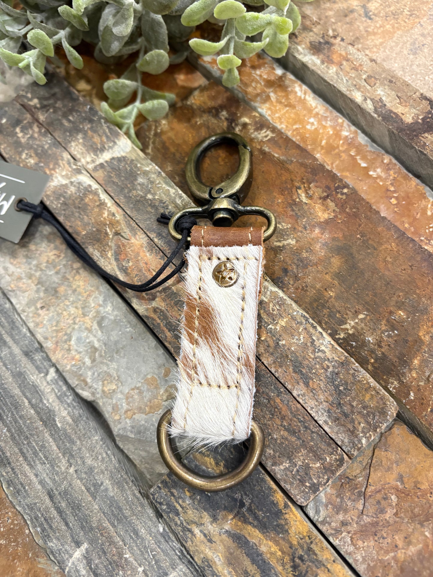 Myra Brown & White Key Fob