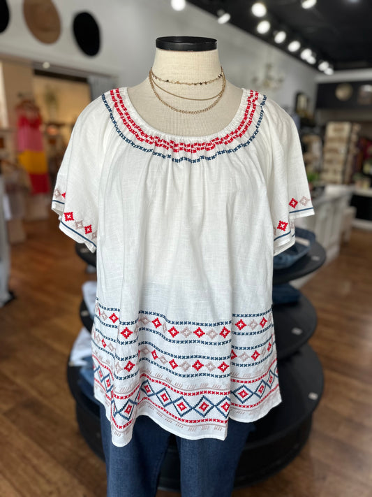Dreamy Destination Embroidered Top