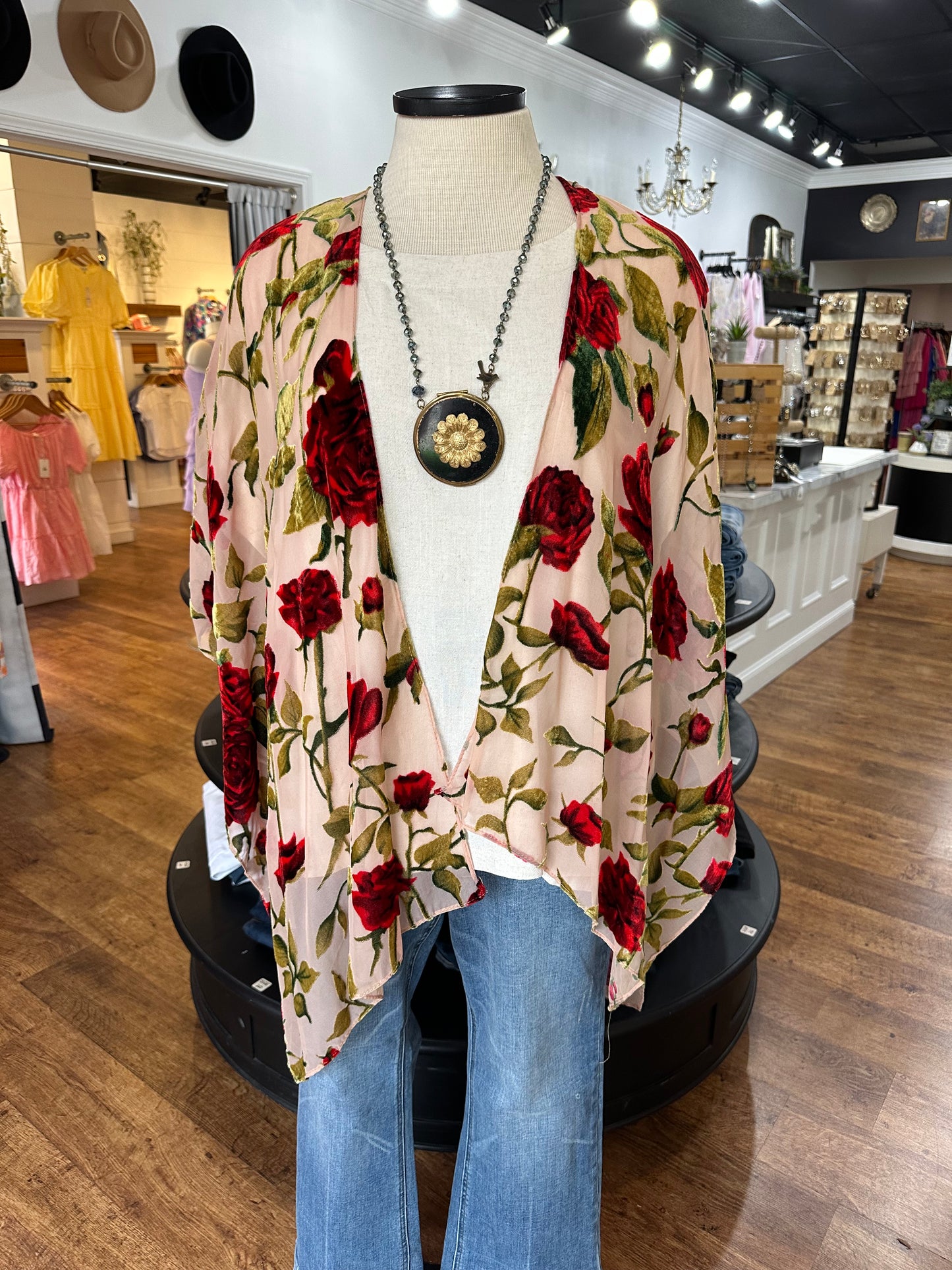Blooming Beauty Velvet Burnout Kimono