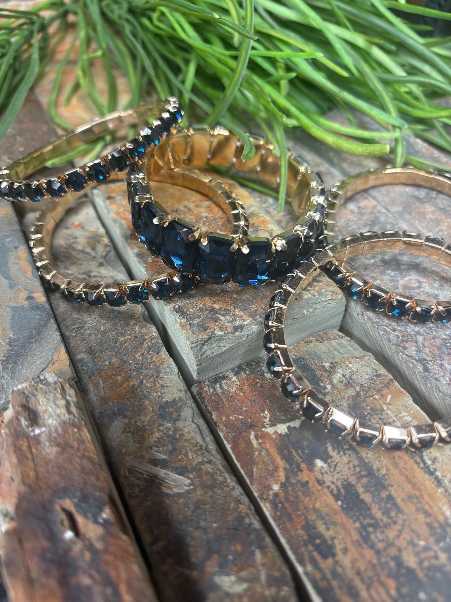 Love Myself Emerald Cut Bracelet Set - Blue