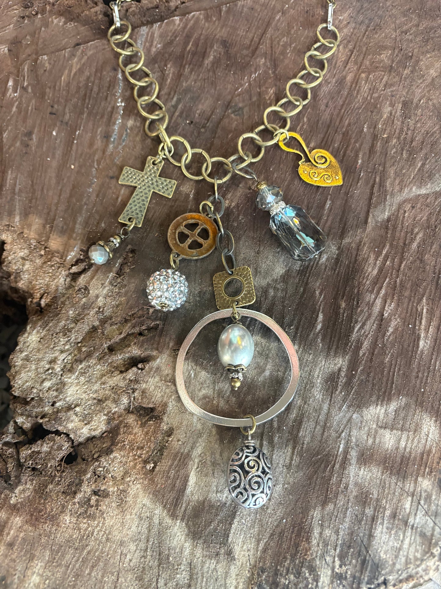 Gypsy Relics Mixed Metal Charm Necklace