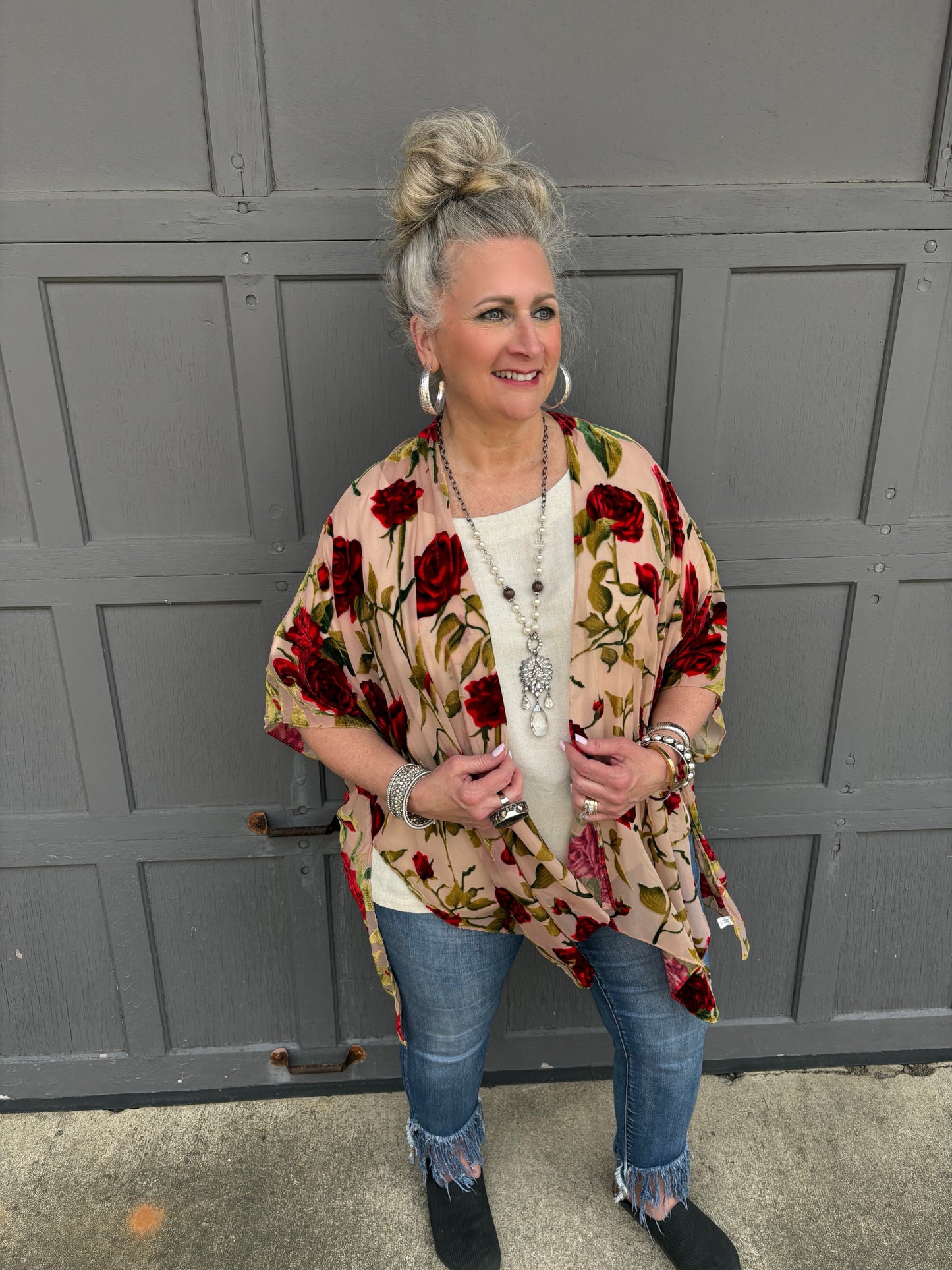 Blooming Beauty Velvet Burnout Kimono