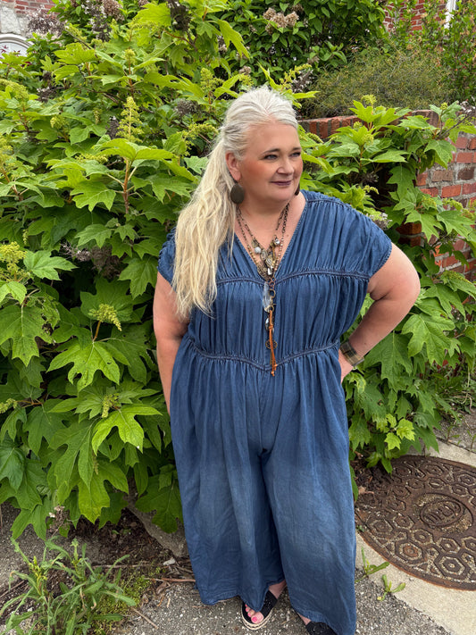 Skyline Views Denim Romper