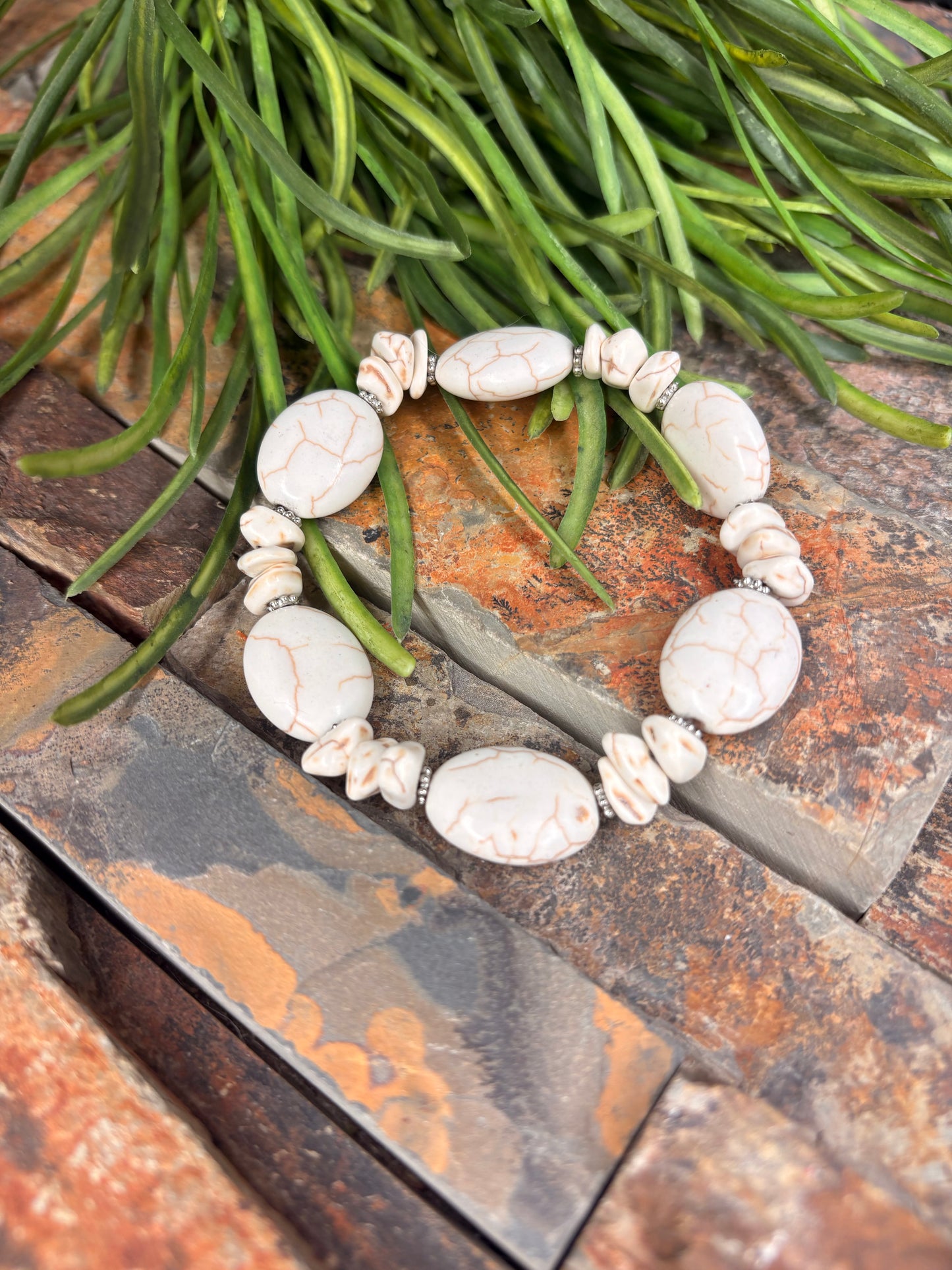 Calming Energy Stone Stretch Bracelet - Natural