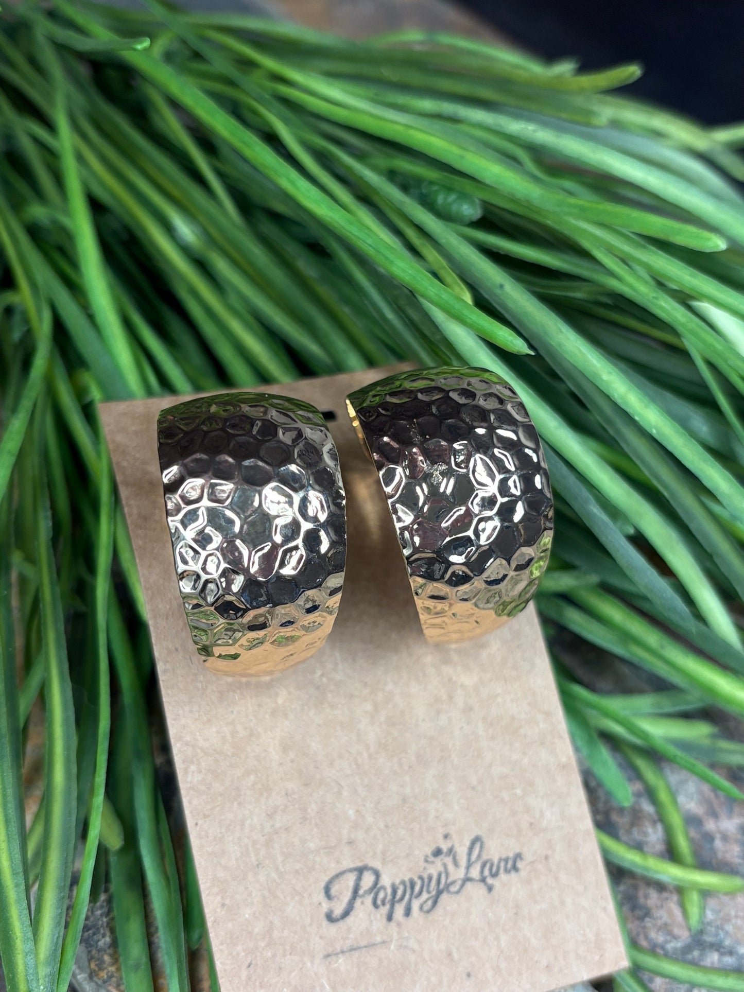 Forged & Flourish Hammered Metal Hoops - Gold