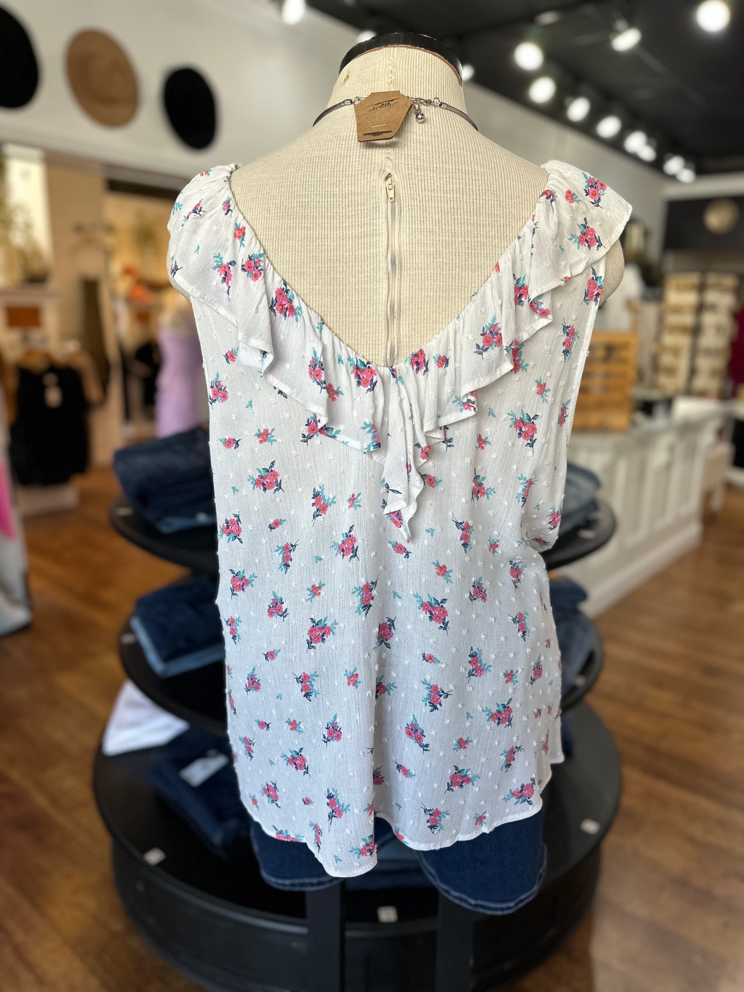 You Deserve Flowers Swiss Dot Top