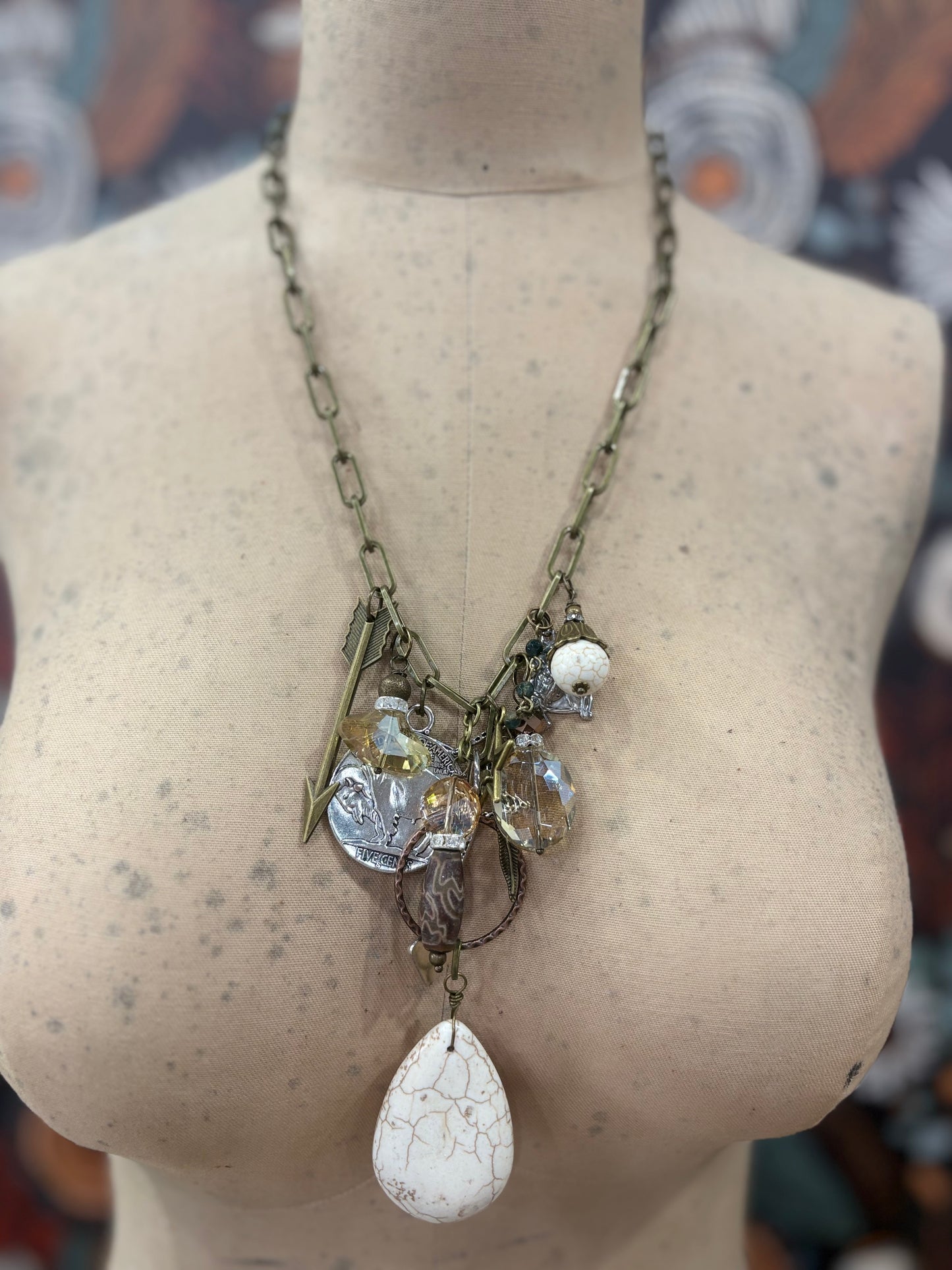 Wilderness Whispers Gypsy Junk Charm Necklace