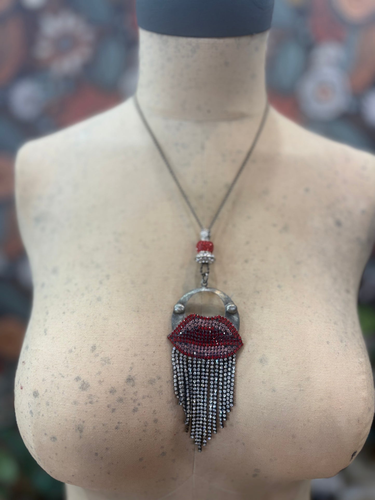 Sealed With A Kiss Rhinestone Necklace / Art by Amy