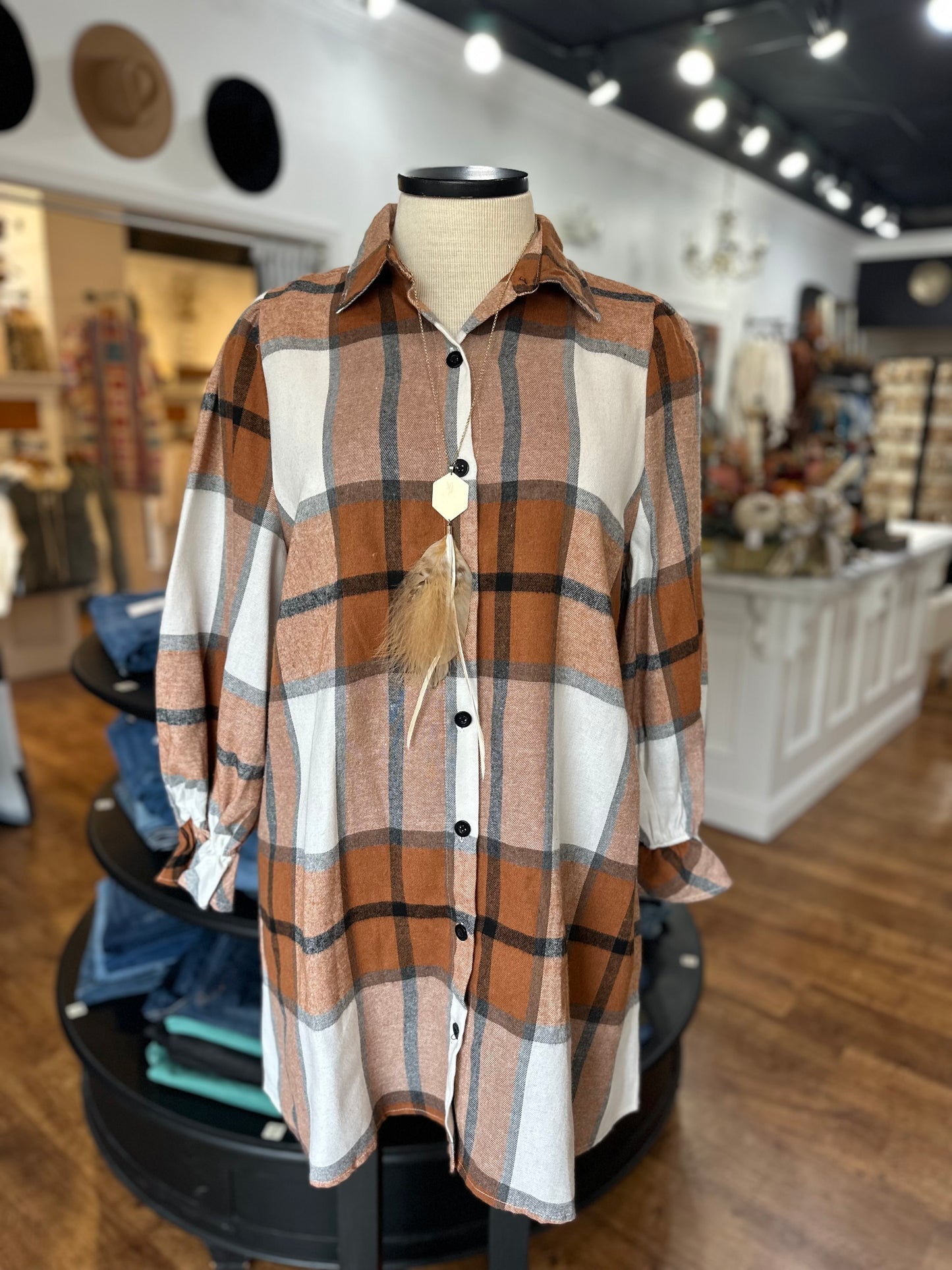 Plaid You're Here Flannel Dress/Shacket