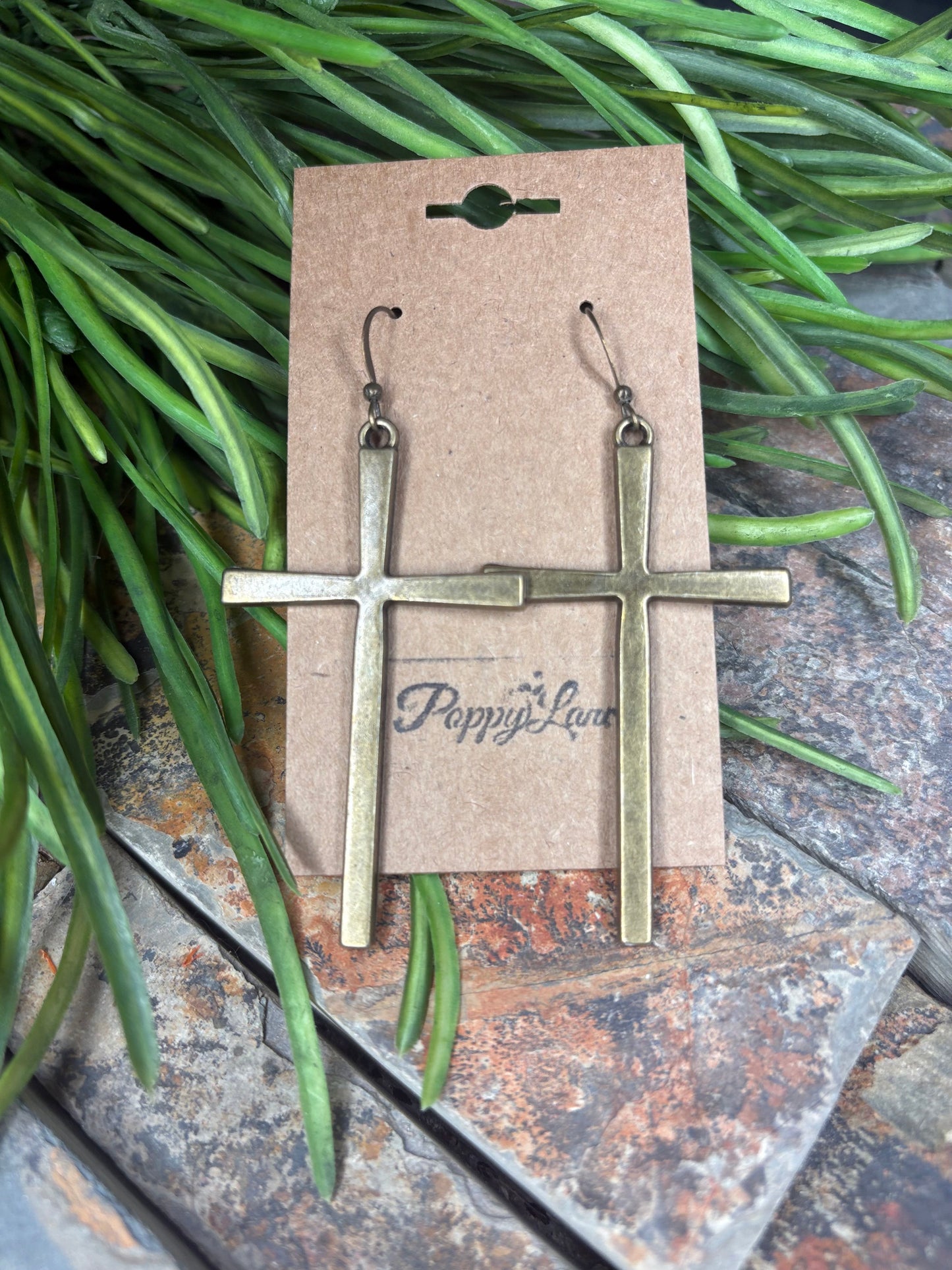 Celestial Relics Dangle Cross Earrings