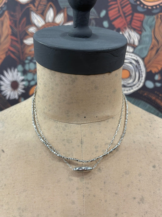 Block Party Chic Layered Necklace - Silver