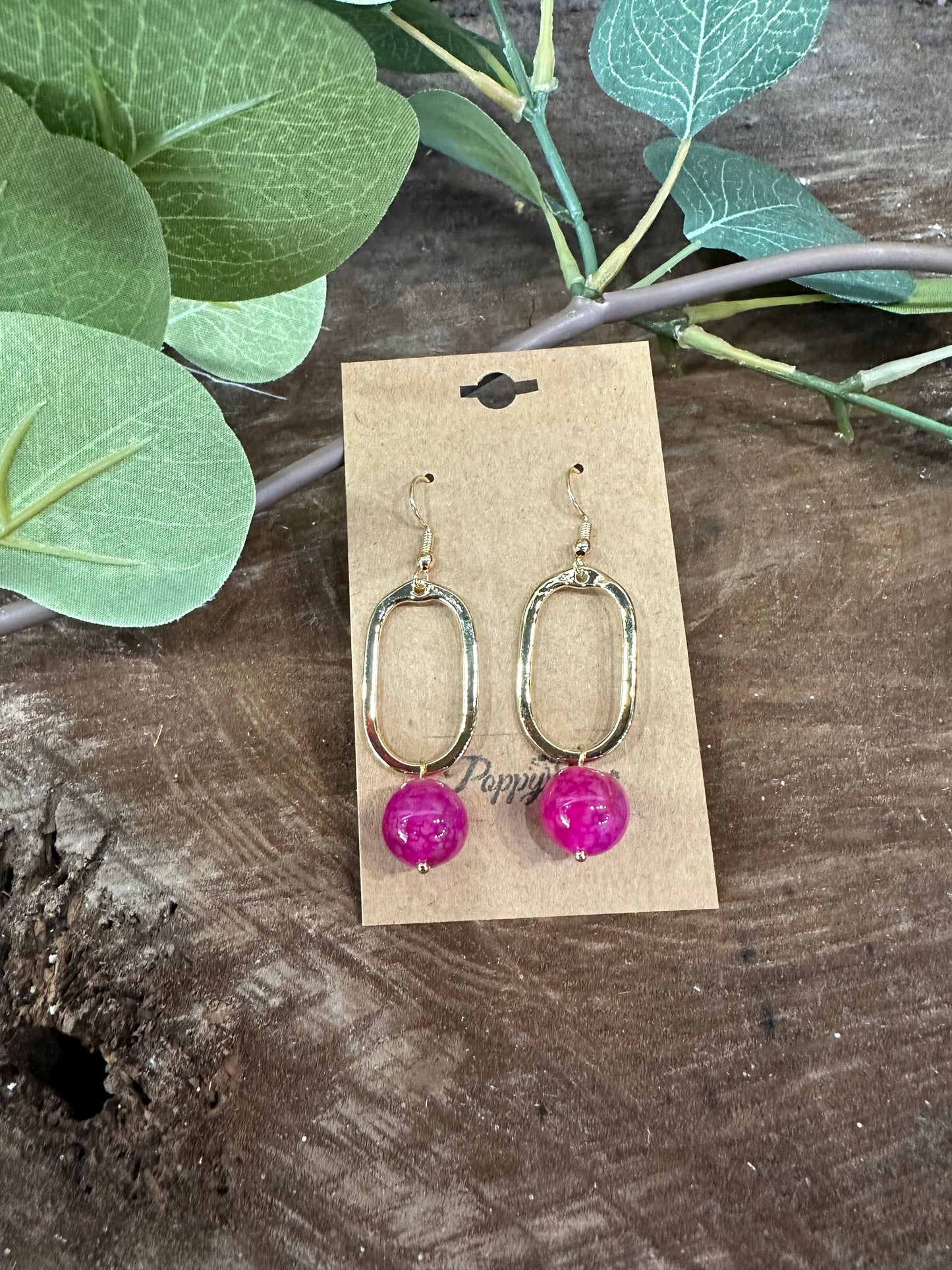 Mila Earrings ~ Fuchsia/Gold