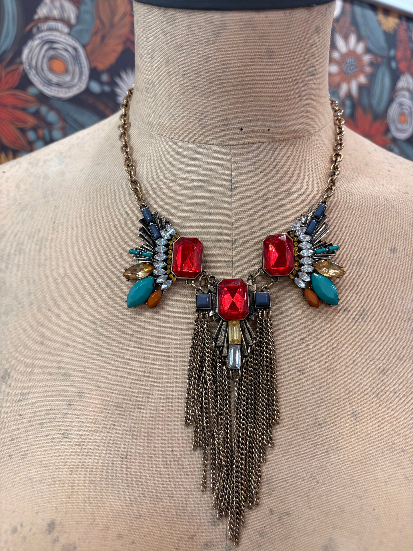 Gilded Glamour Tiered Fringe Necklace & Earring Set