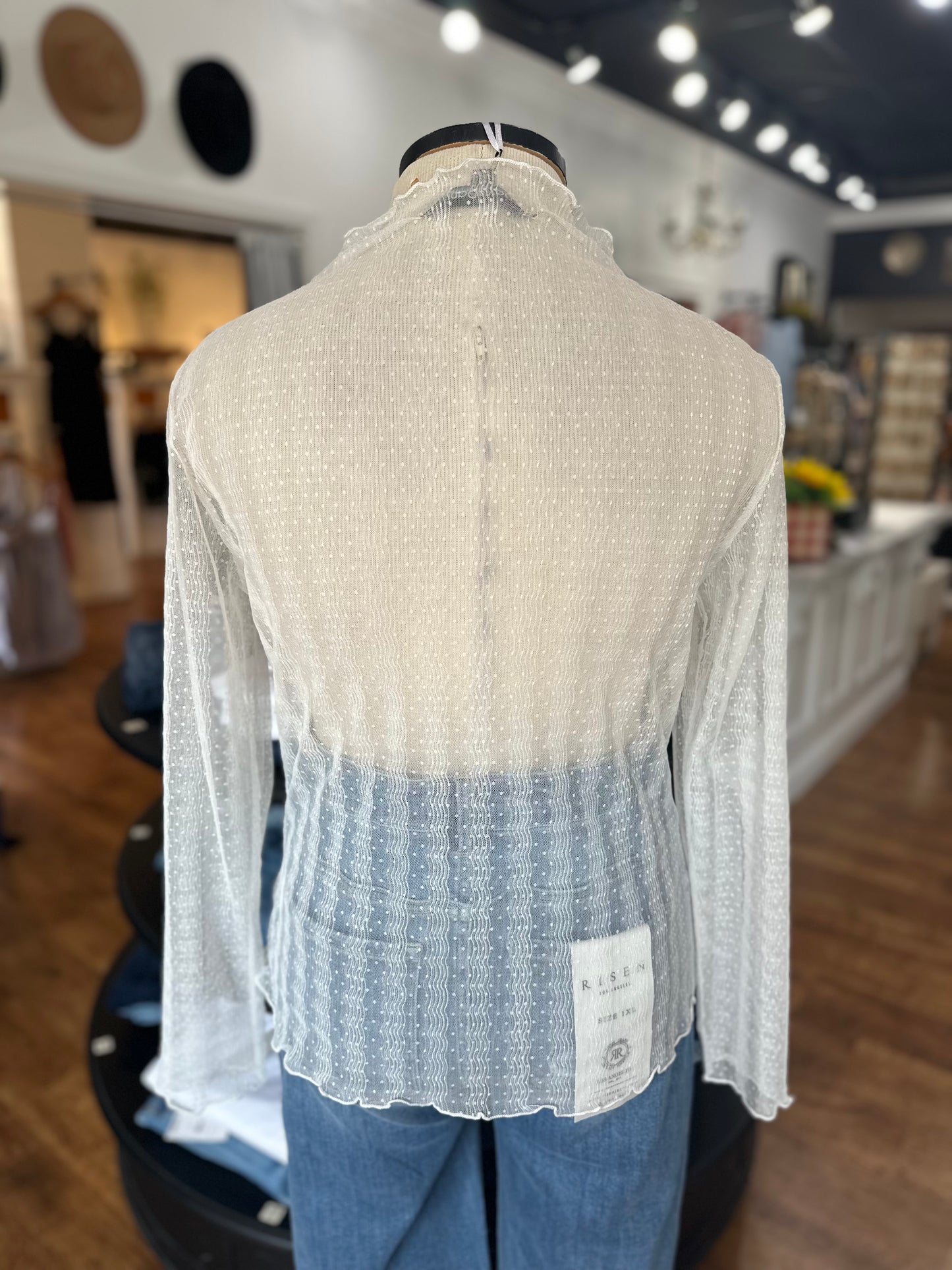 Lady Luxe Dotted Mesh Sheer Top
