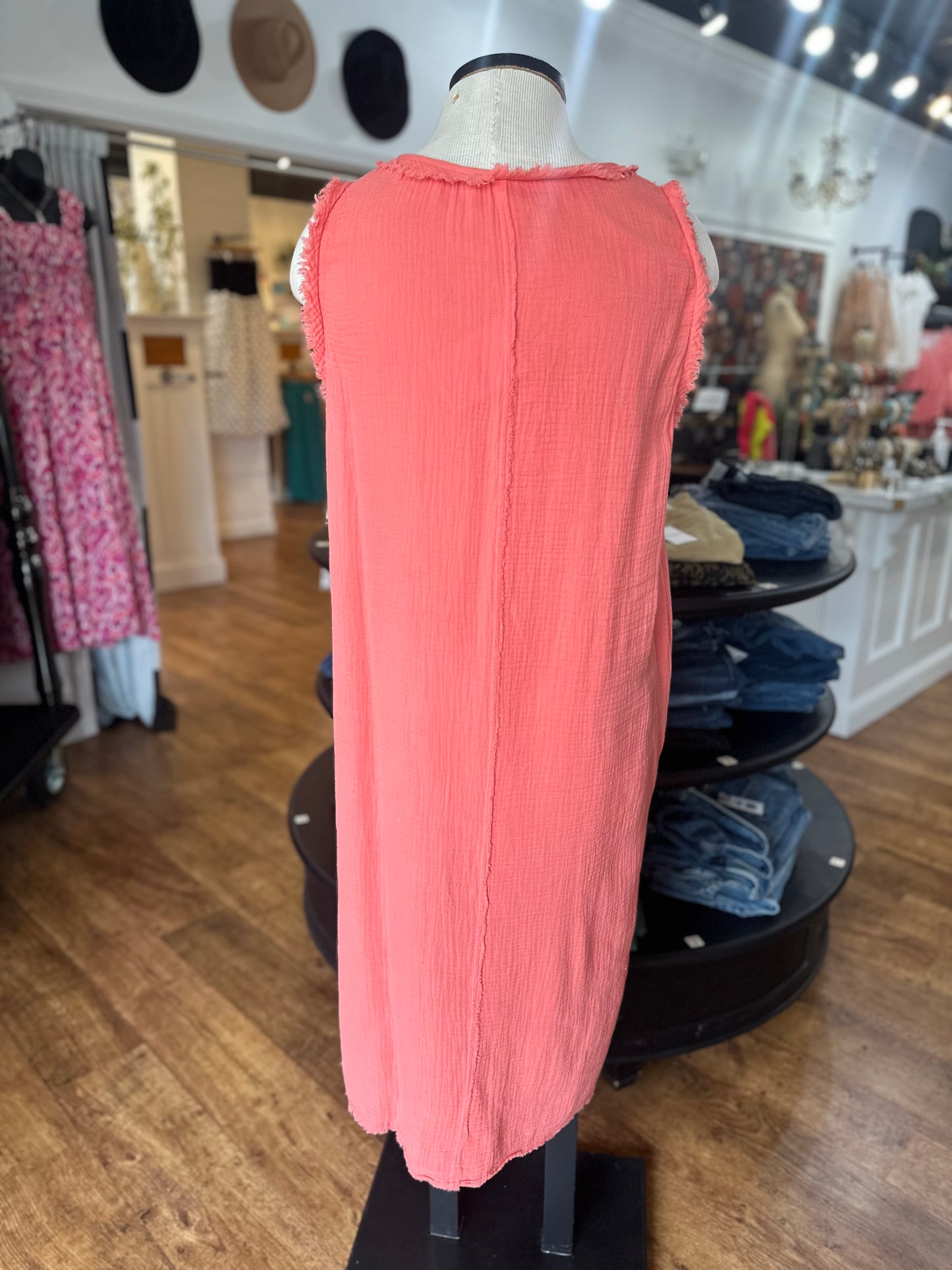 Great Days Ahead Cotton Crepe Dress ~ Coral