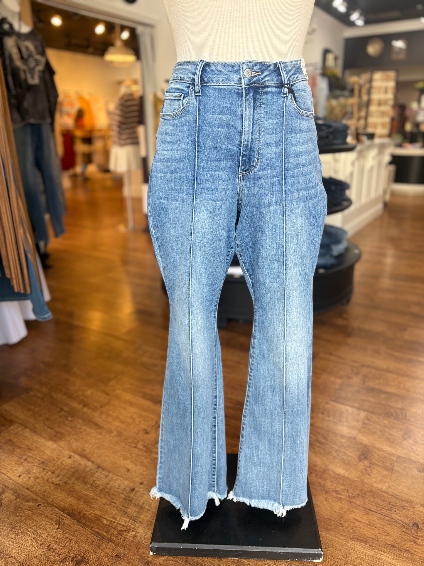 Judy Blue High Waist Flare Jean Fray Hemline ~ HEATHER