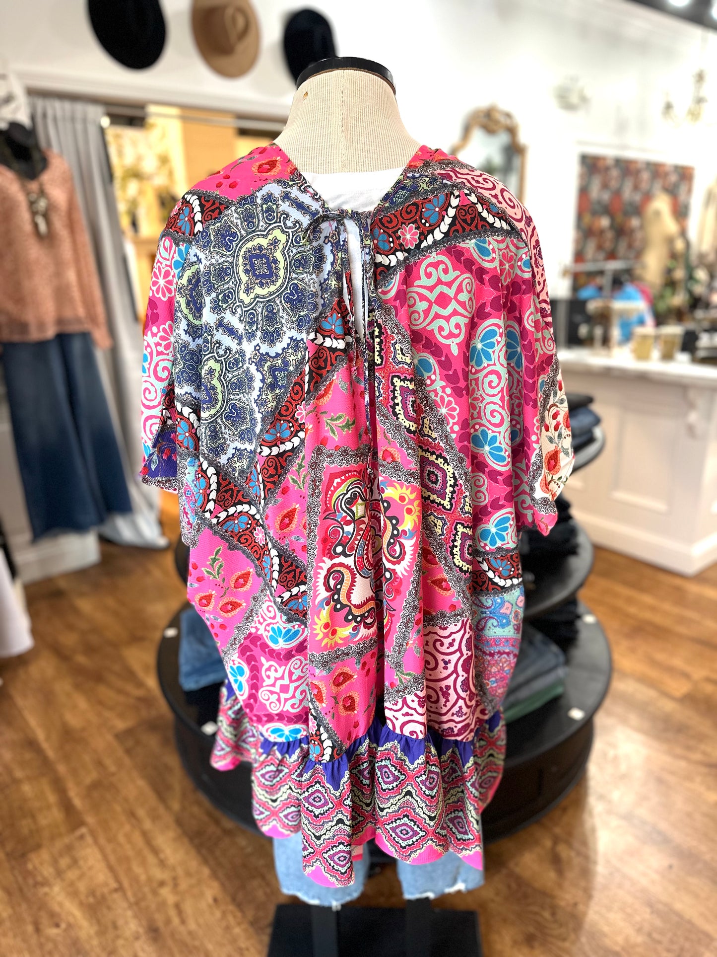 Wishful Thinking Mixed Print Kimono ~ Pink Mix