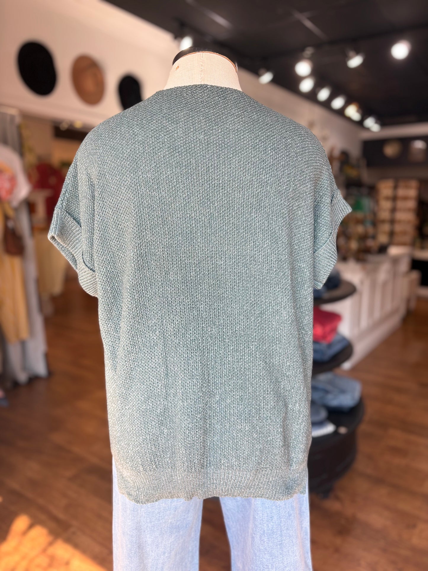 Next Move Short Sleeve Sweater ~ Ash Jade